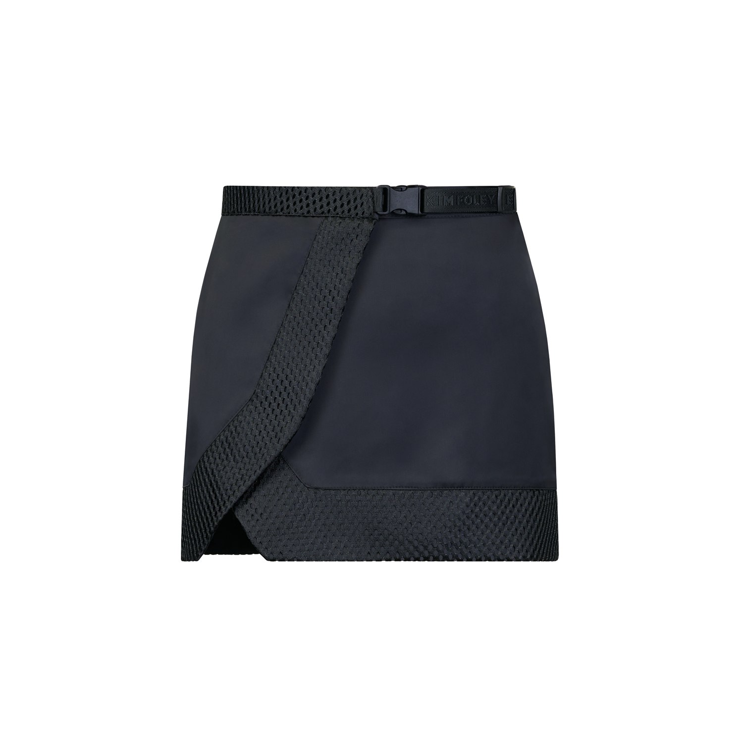 Kim Foley Women's Black Satin Athletic Wrap Shortie Skirt In Black