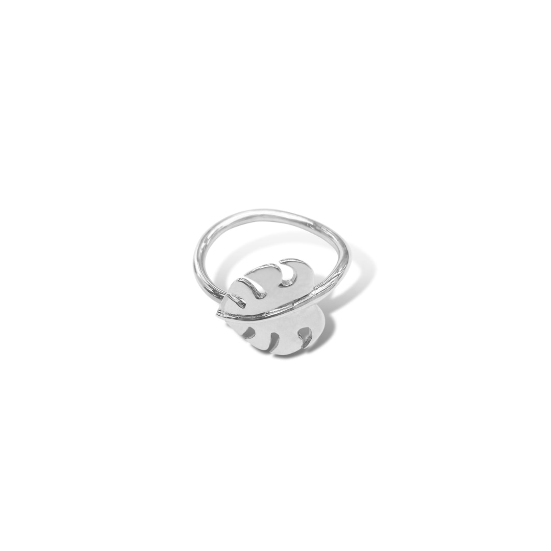 Fv Jewellery Women's Silver Bijoux Petite Monstera Leaf Ring In Silver