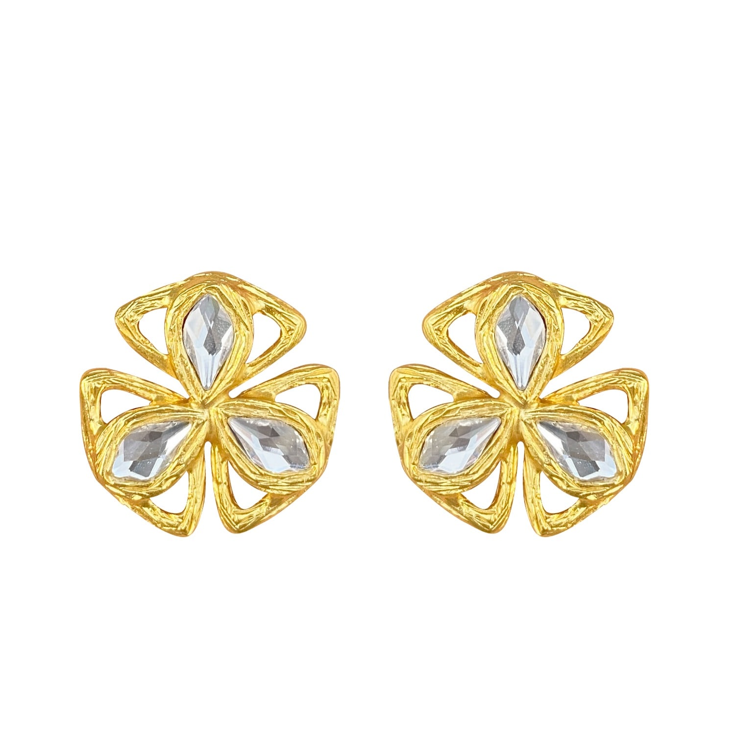 Eyeconic By Samar Ajram Women's Gold Maysoun Flower Crystal Eyes Earrings In Gold