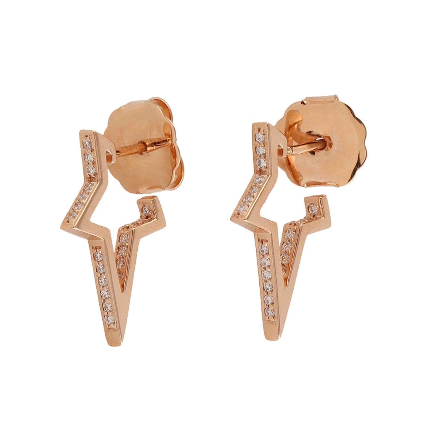 Women’s Rose Gold / White Natural Diamond Stud Earrings 18K Rose Gold Diamond Artisan