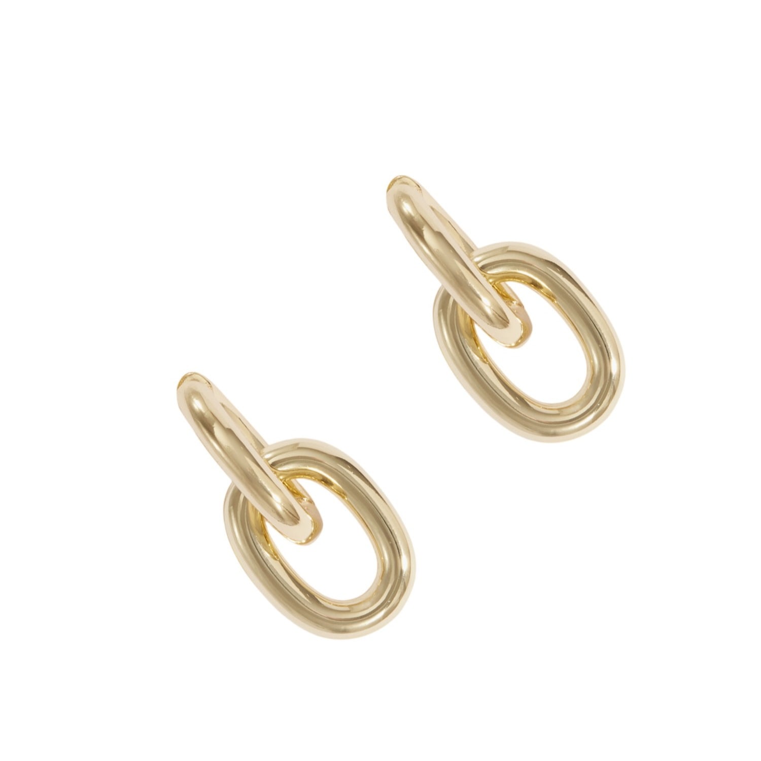 Drae Collection Women's Oval Link Bare Pendant Hoops Gold