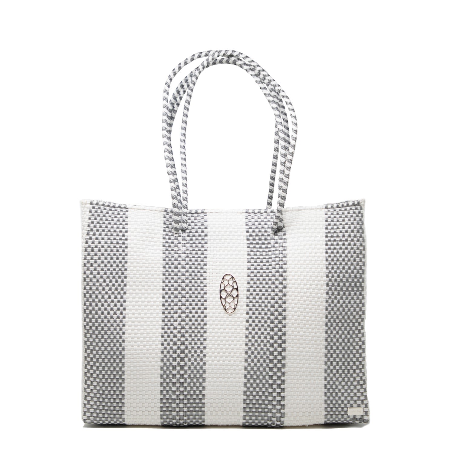 Lolas Bag Women's Silver Stripe Travel Tote With Clutch In Gray