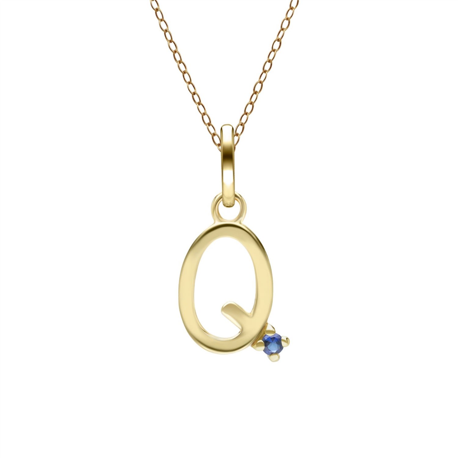 Women’s Gold / Blue Initial Q Sapphire Necklace In Yellow Gold Gemondo