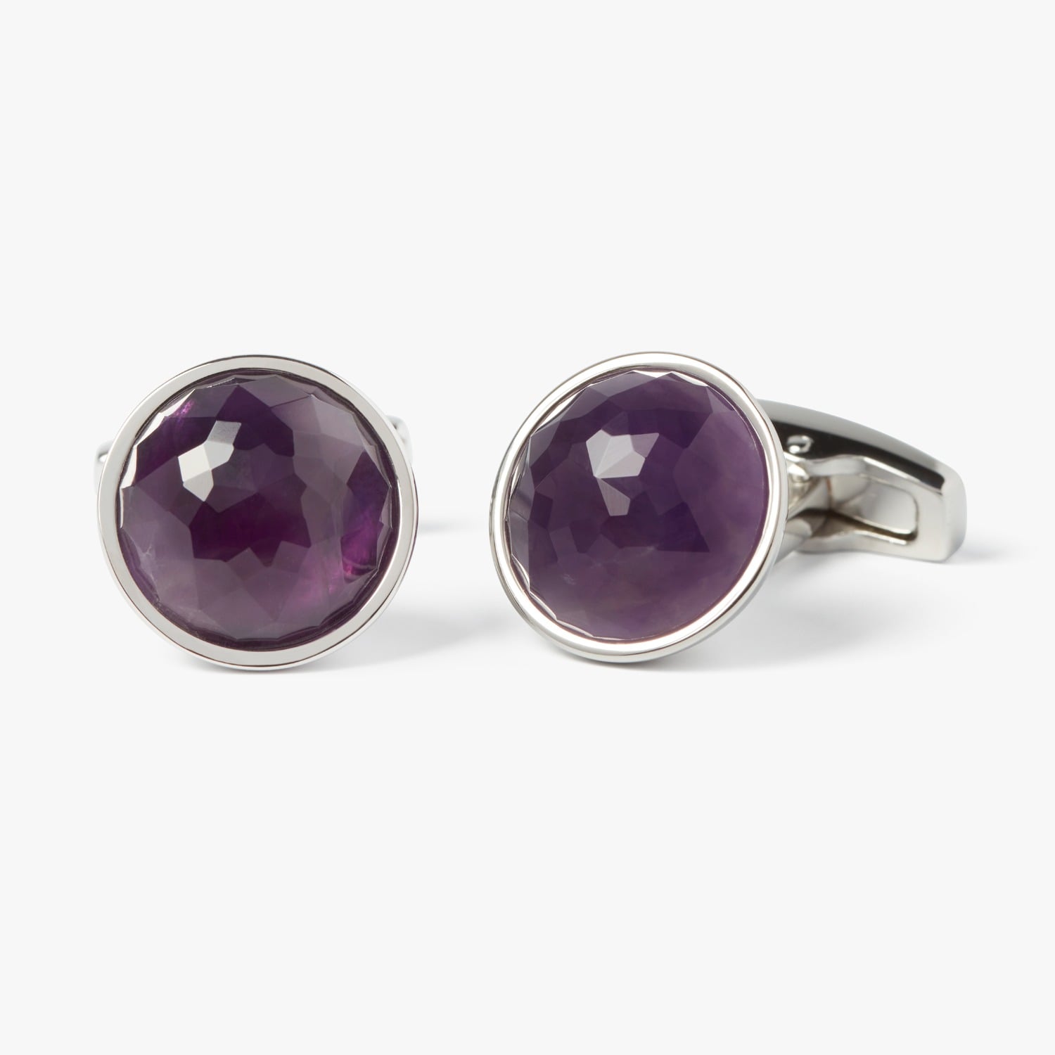 Men's Purple / Silver Amethyst Rondo Cufflinks | Simon Carter