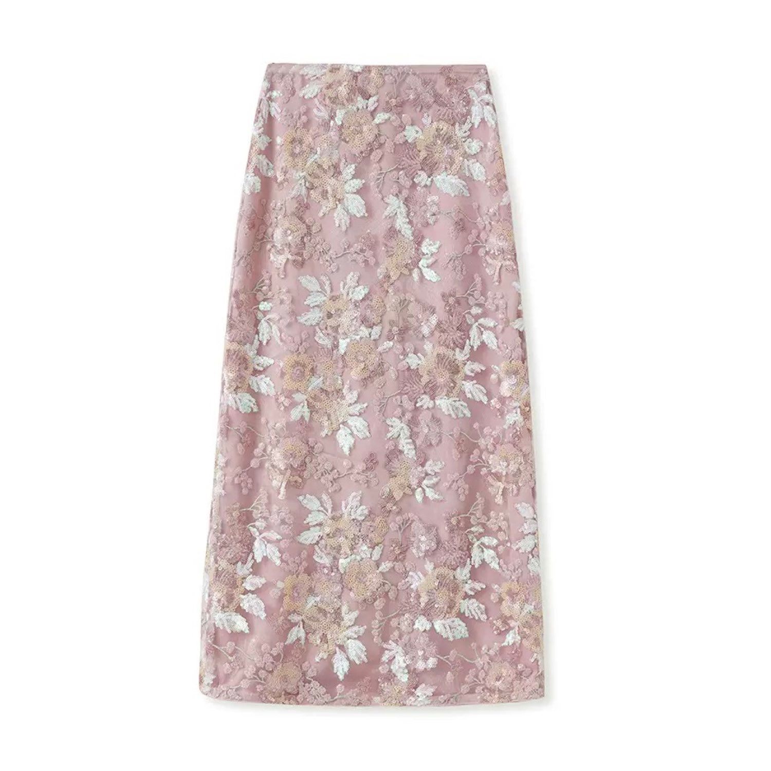 Women's Embroidered Pink Flower Stylish Stitching Evening Skirt | Small | Wjy Studio London
