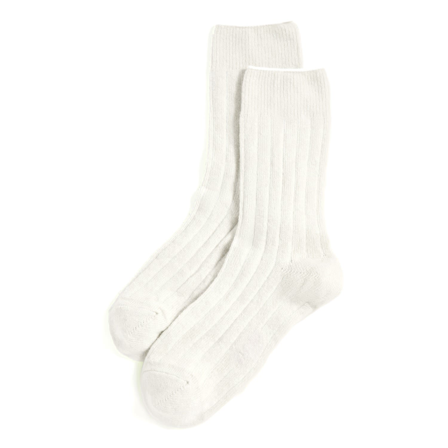 Stems Ribbed Lux Cashmere Socks In White