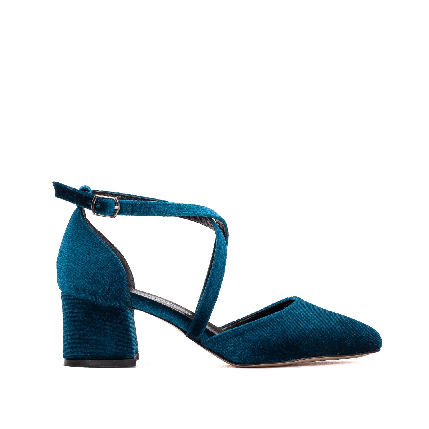 Forever & Always Shoes Dolly Low Block Heel Pumps In Blue