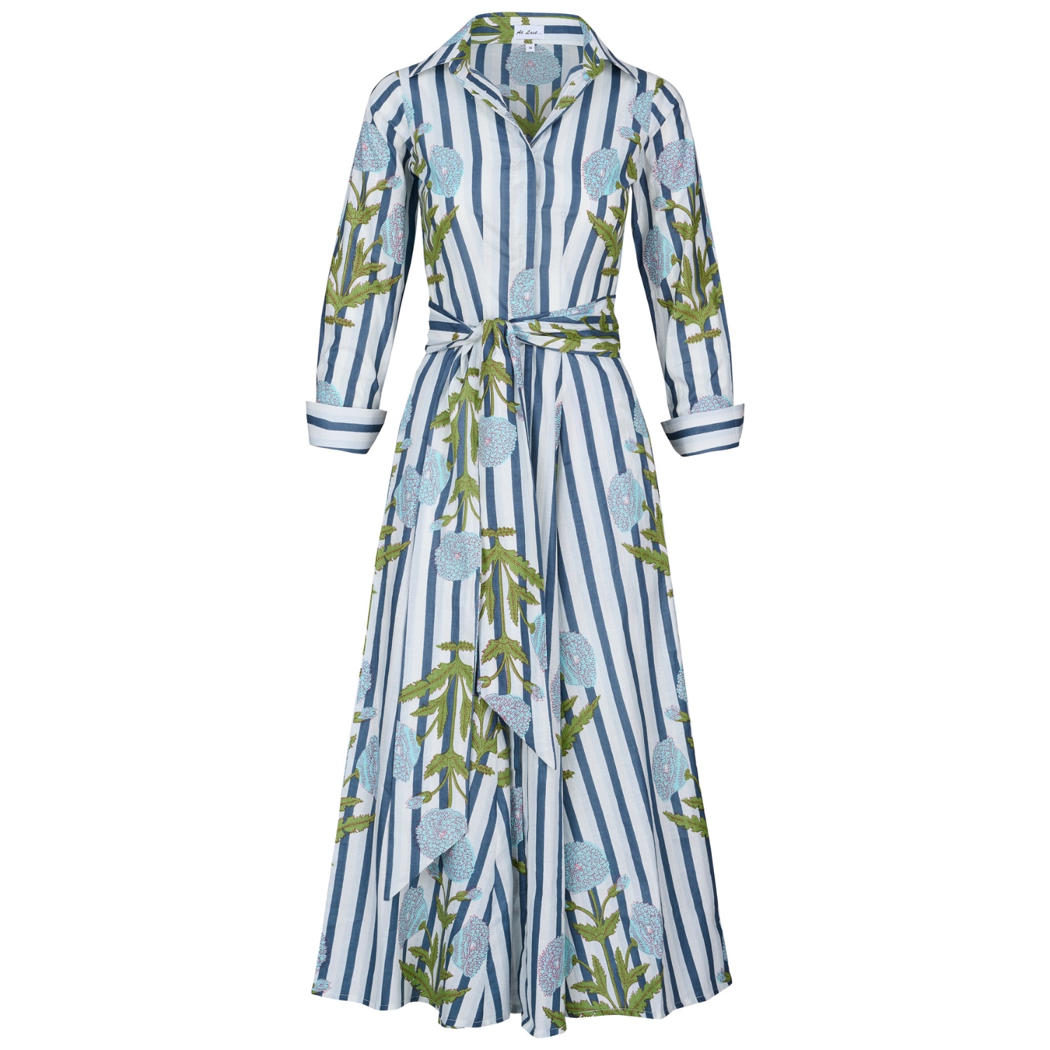 Cotton Marigold Dress In Baby Blue & Grey | At Last... | Wolf & Badger