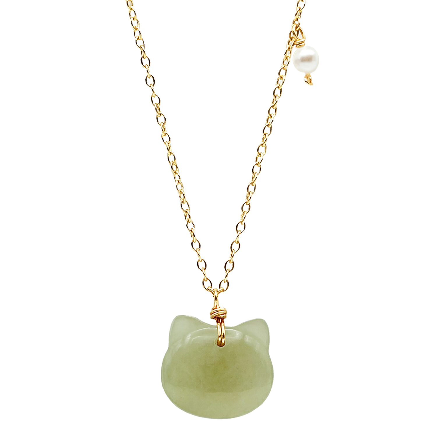 Choupette Cat Green Jade Pendant Necklace | seree | Wolf & Badger