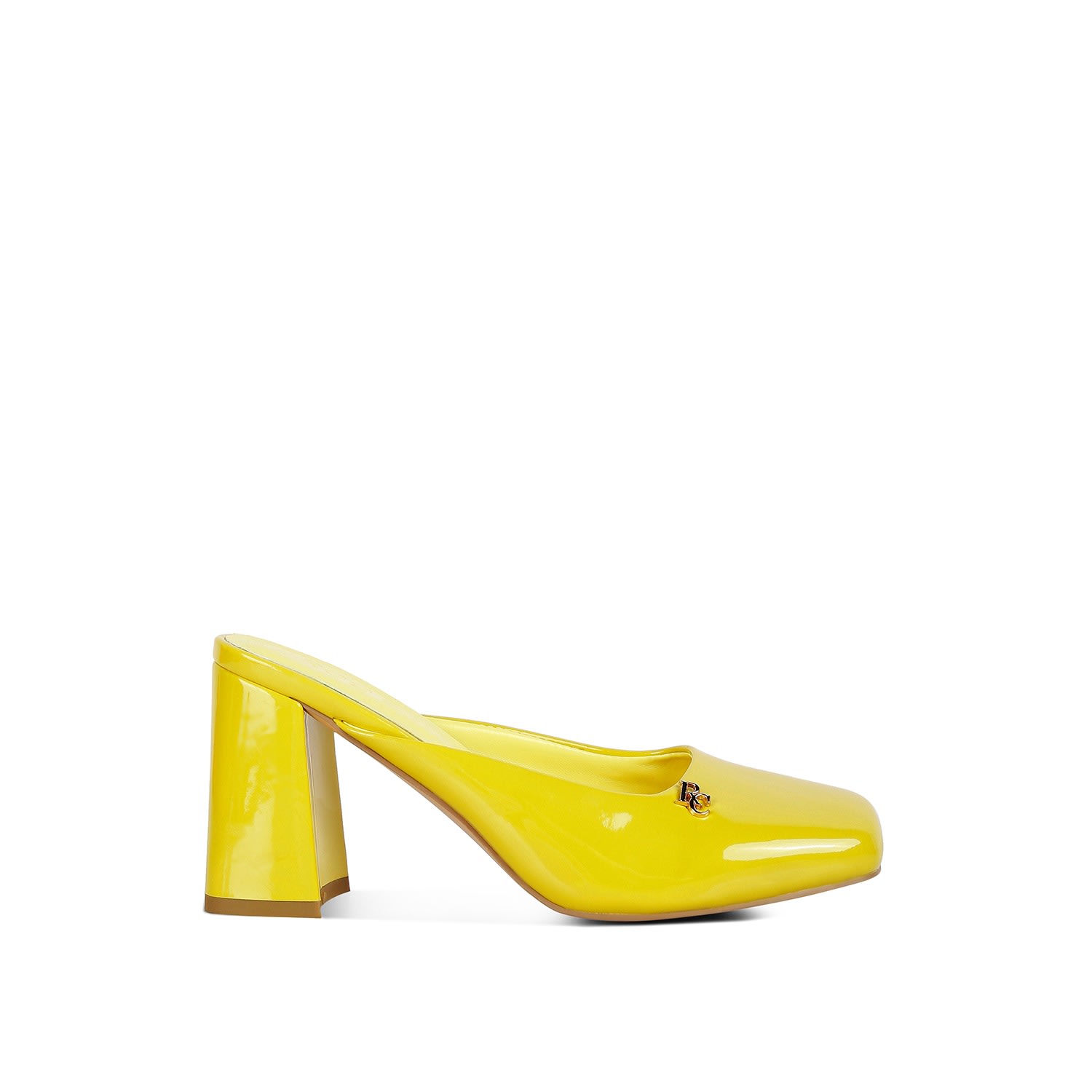 Women’s Yellow / Orange Neoplast Yellow Patent Pu Block Heeled Mules 4 Uk Rag & Co.