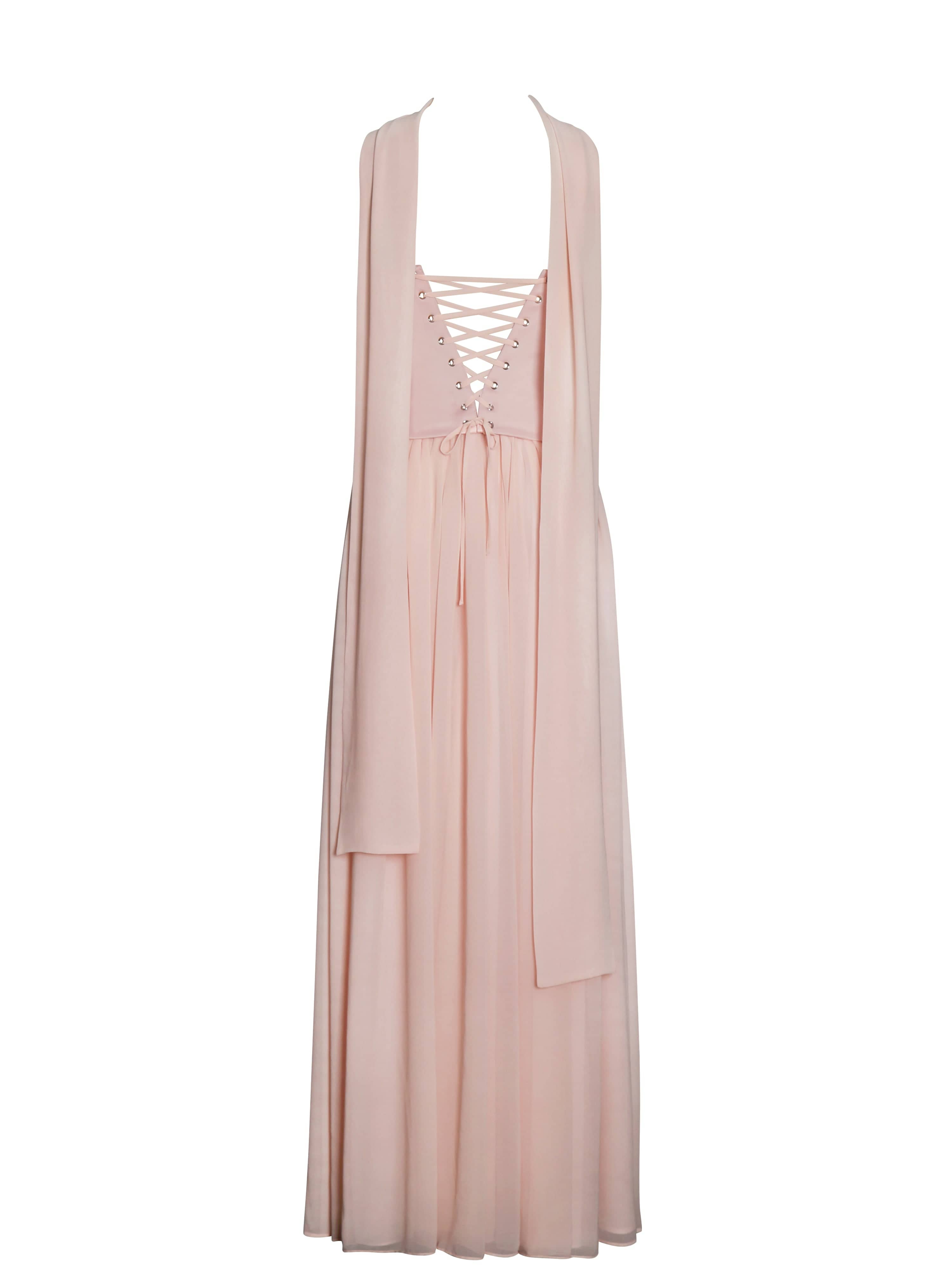 Qianna Baby Pink Peplum Top Drop Waist Chiffon Gown | Miss