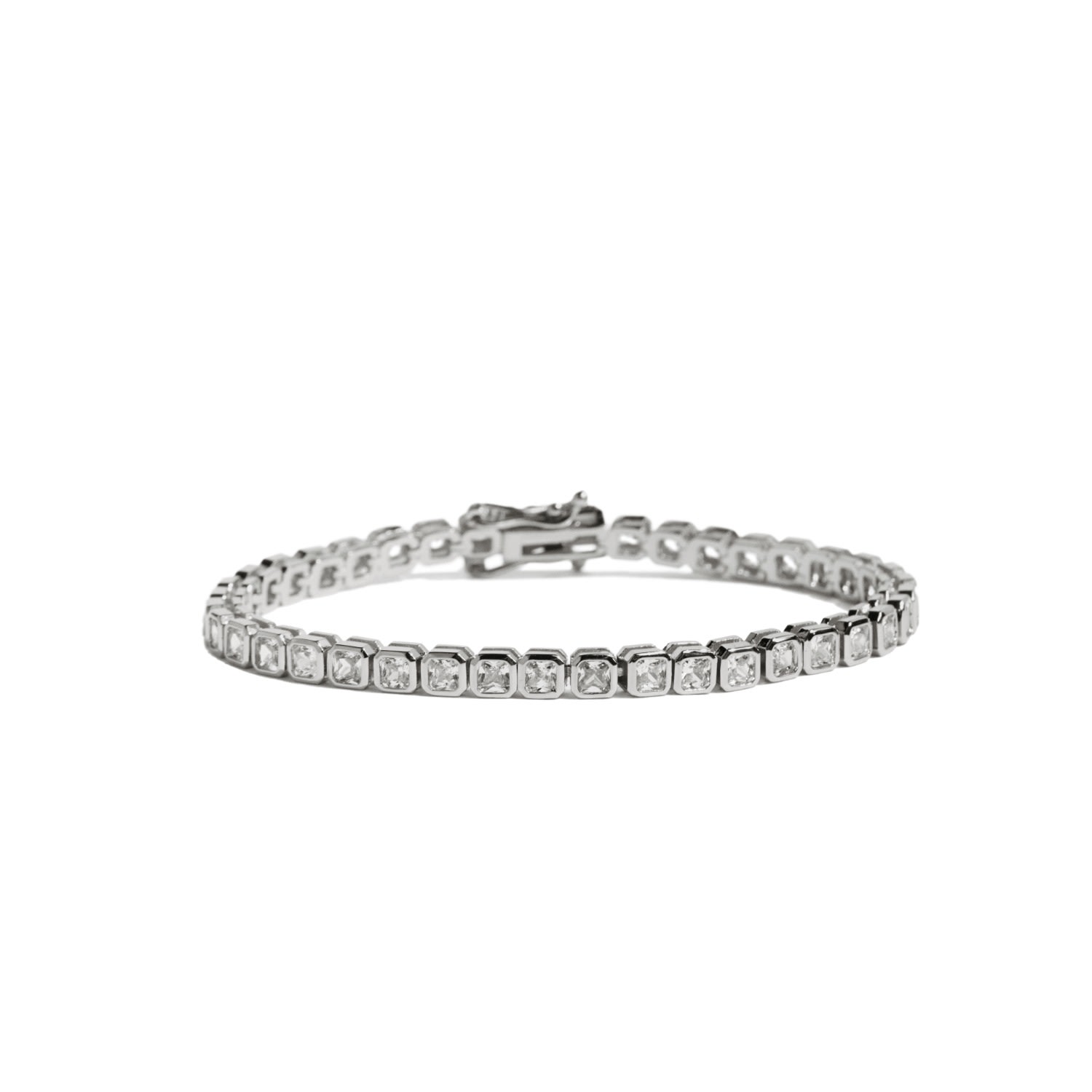 Women’s Squared Bezel Tennis Bracelet Silver Drae Collection