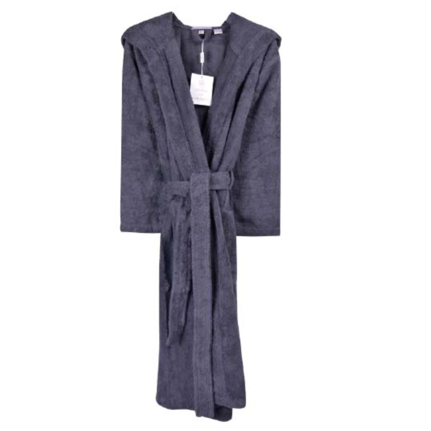 Women’s Men’s Hooded Dressing Gown Dark Grey Large Bown of London