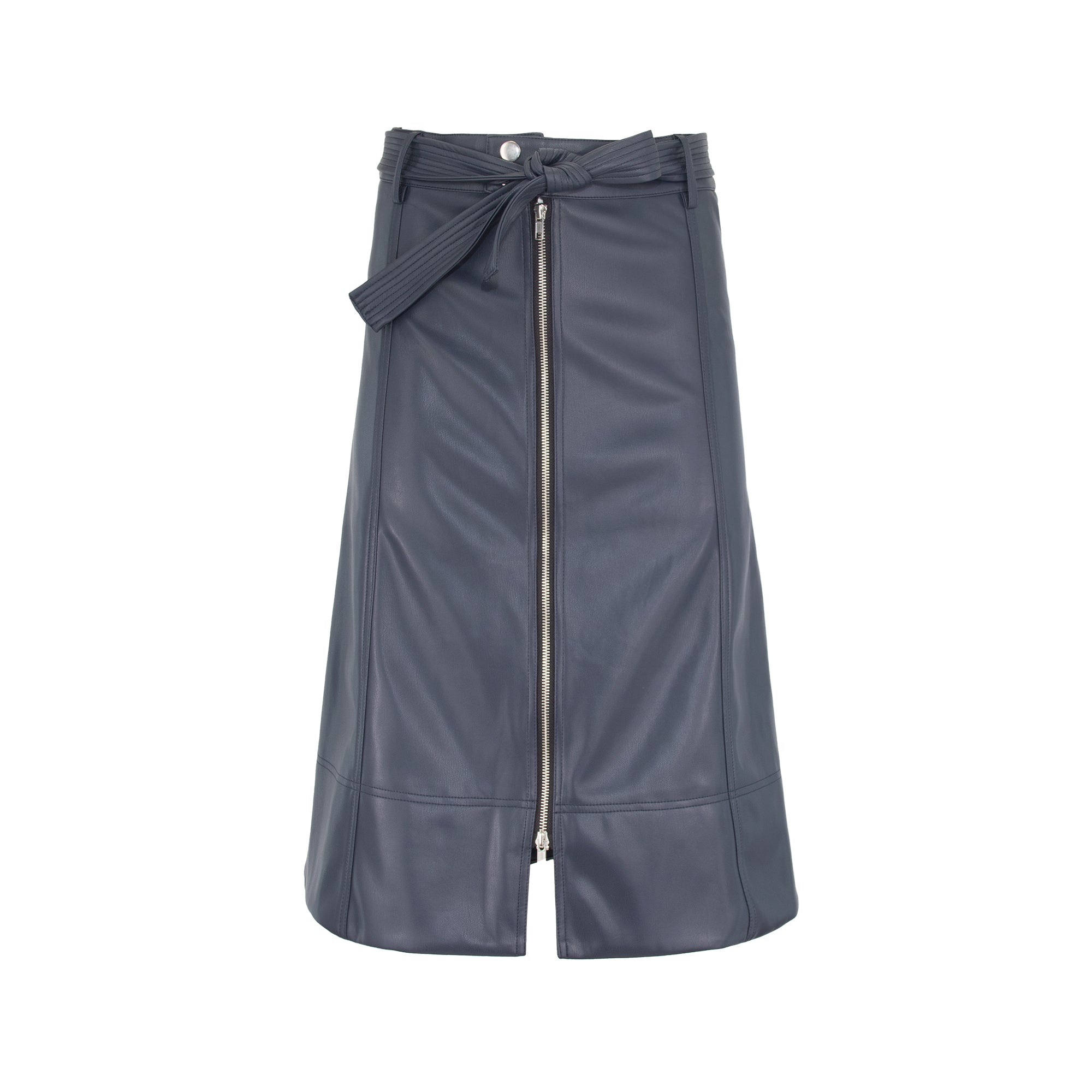 Profile Nyc Women's Blue Leather Zipper Skirt In Blue