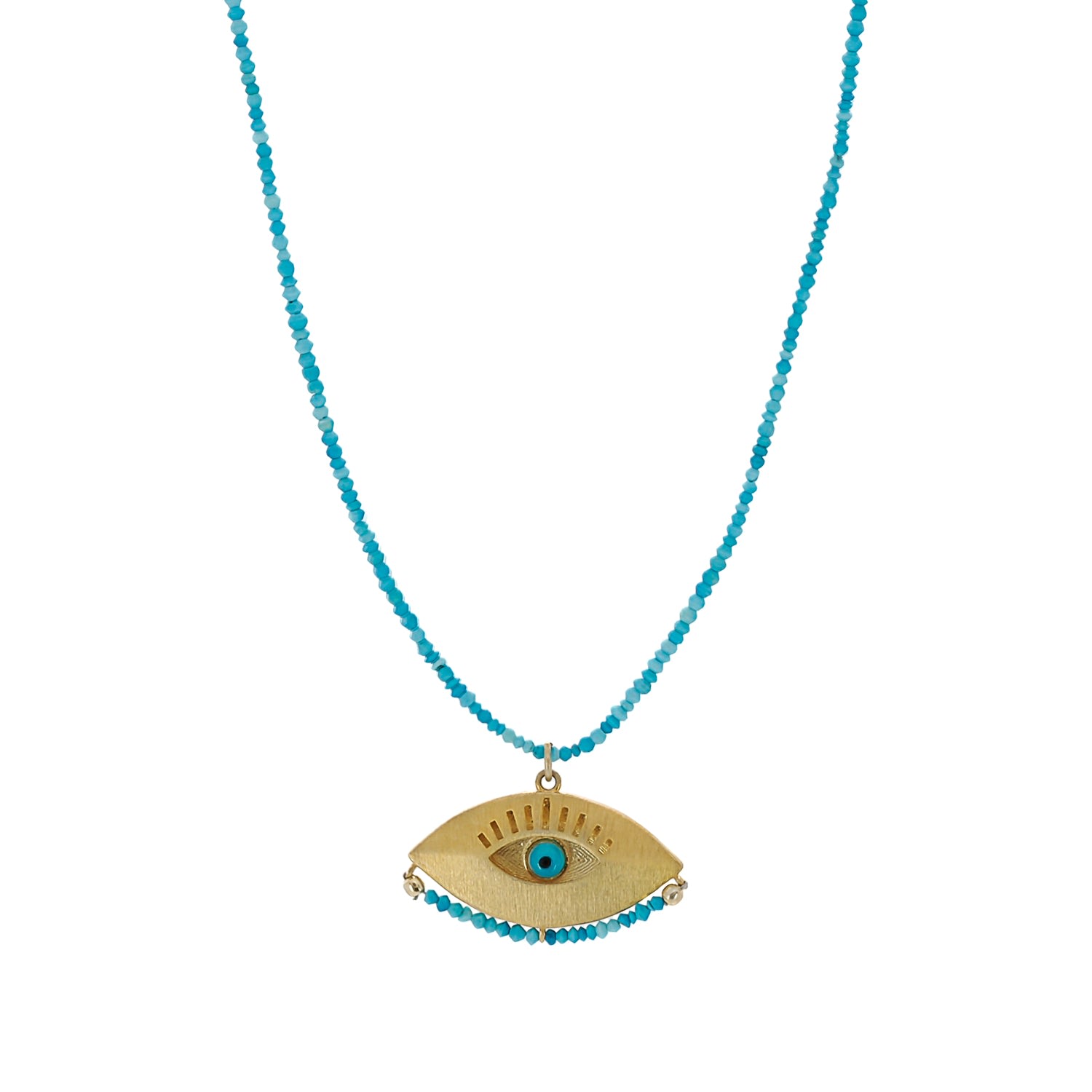 Women’s Gold / Blue Positive Energy Turquoise Beaded Evil Eye Necklace - Blue Ebru Jewelry