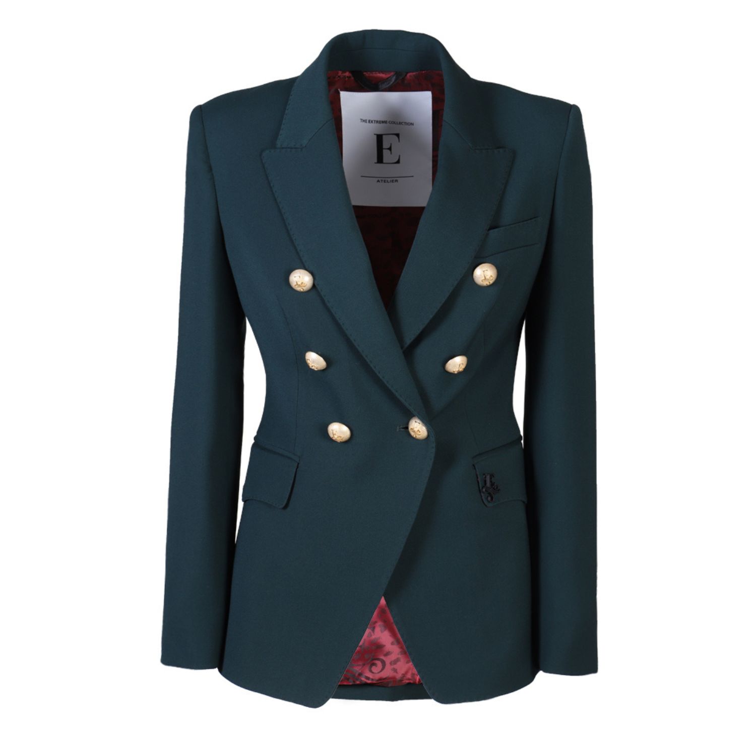 Women’s Double Breasted Premium Crepe Blazer Green London Small The Extreme Collection