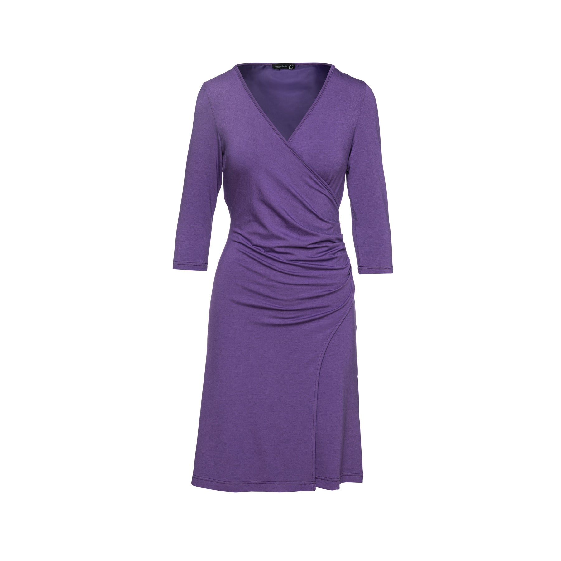 Conquista Women's Pink / Purple Faux Wrap Wool Dress In Jersey Fabric In Pink/purple