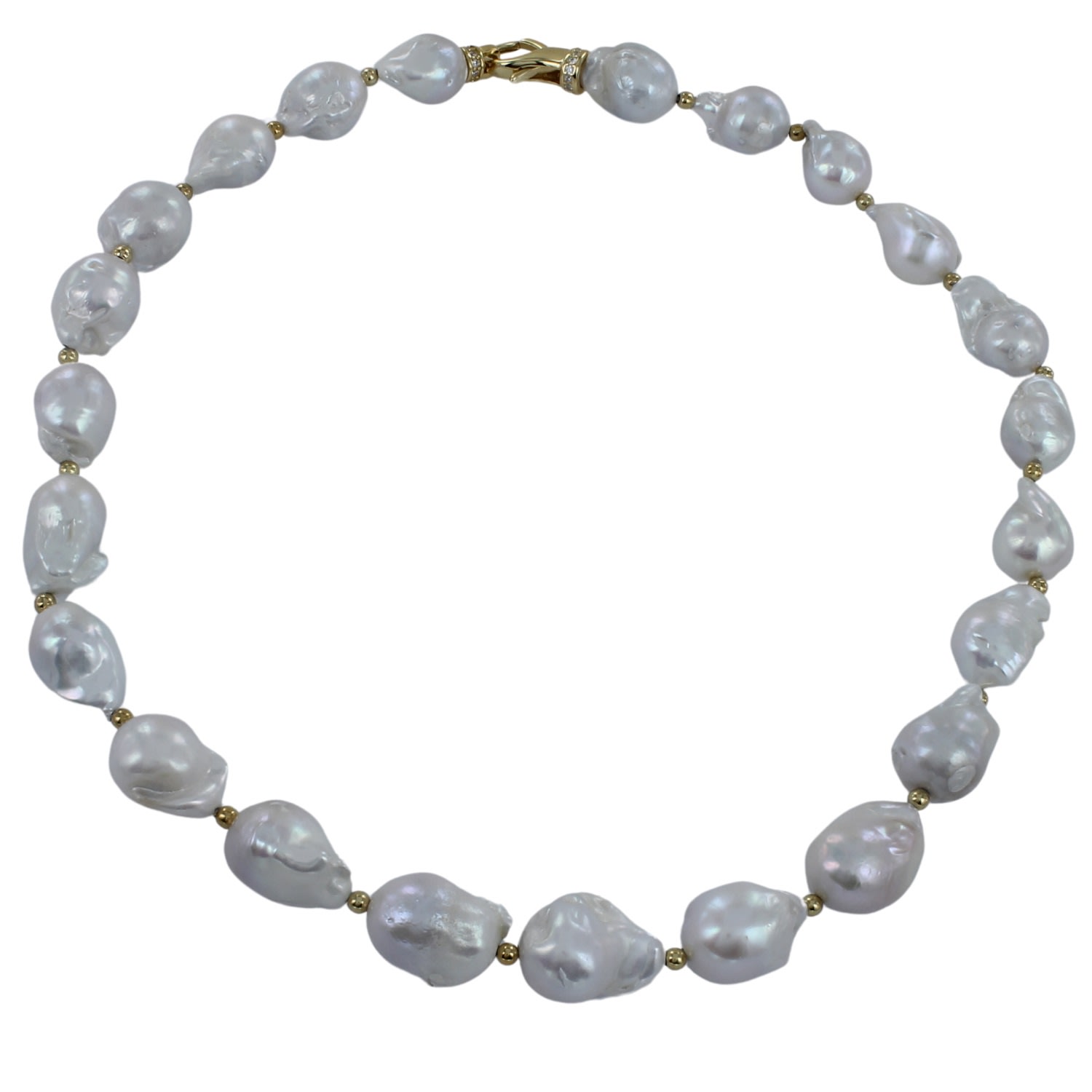 Reeves & Reeves Women's White / Gold Baroque Pearl Necklace In Gray