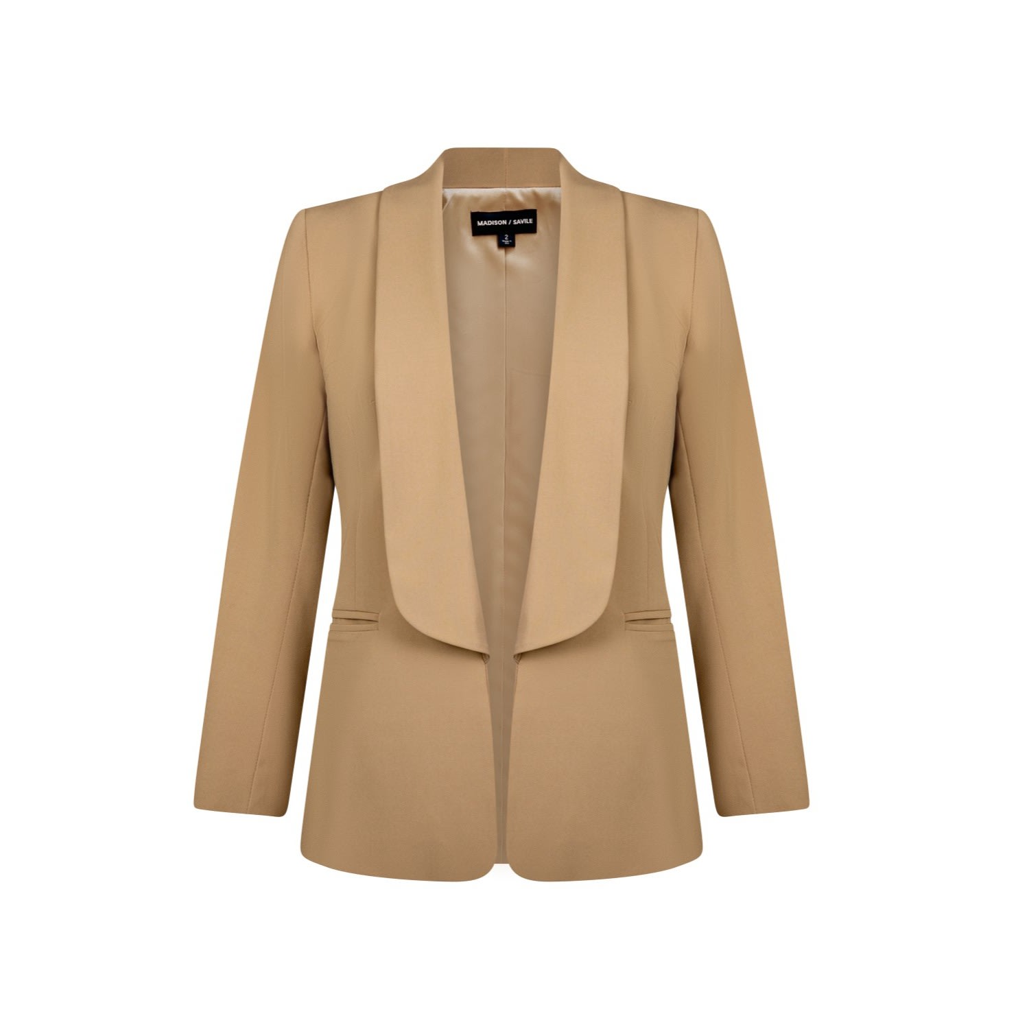 Madison / Savile Women's Neutrals Shawl Collared Boyfriend Blazer In Camel In Beige