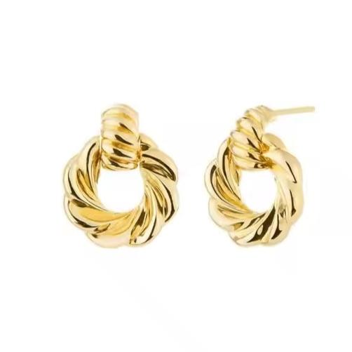 Nazzar Women's Gold Mini Twisted Round Knot Earrings