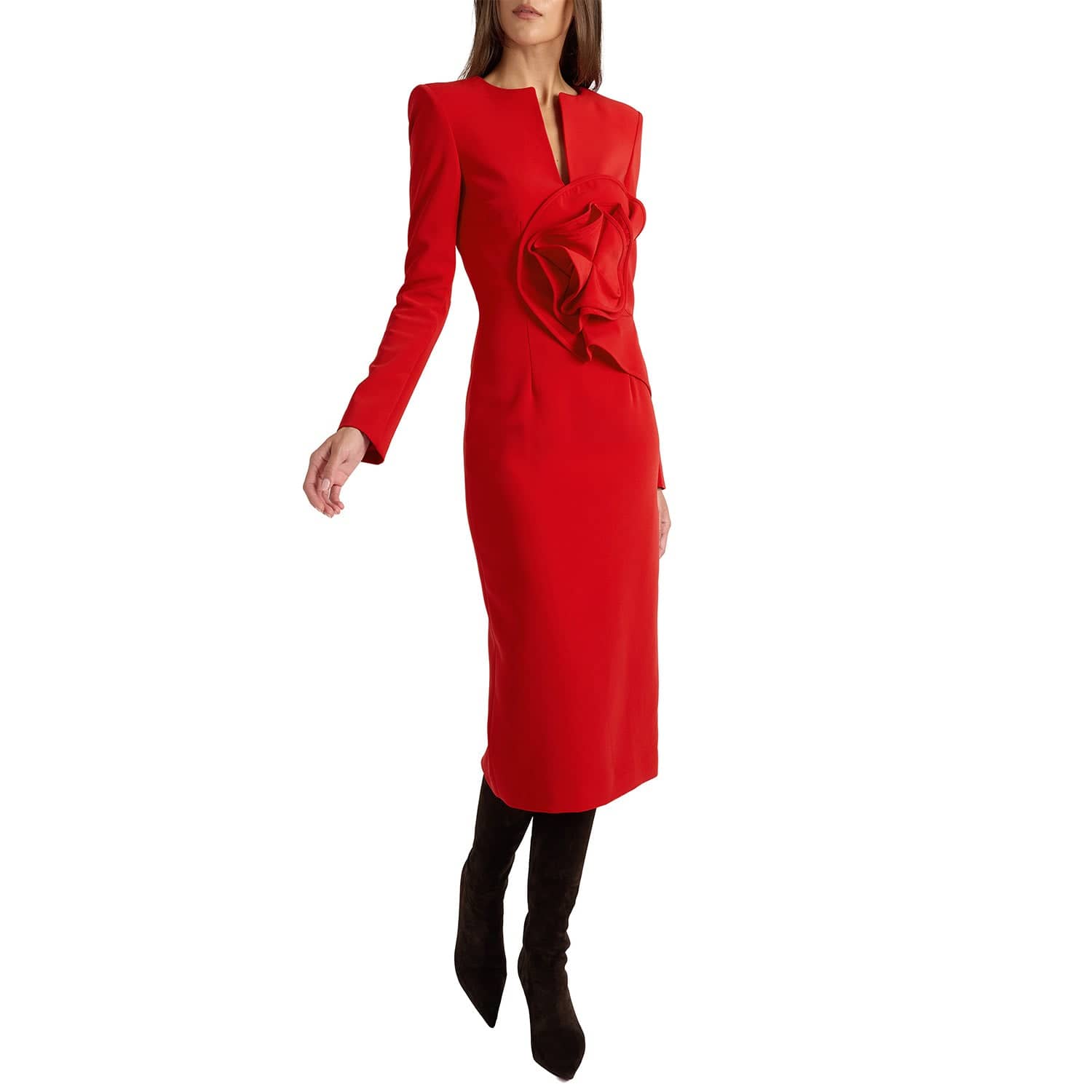 maia long sleeve midi sweater dress Maia Textured Long Sleeve Maxi Dress - Brown