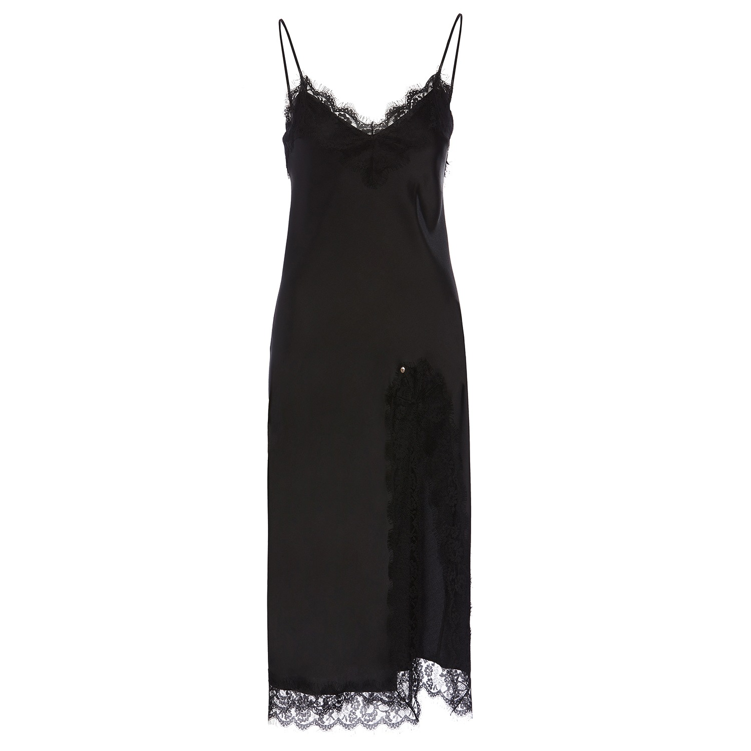 Lace trim slip dress black | Nissa ...