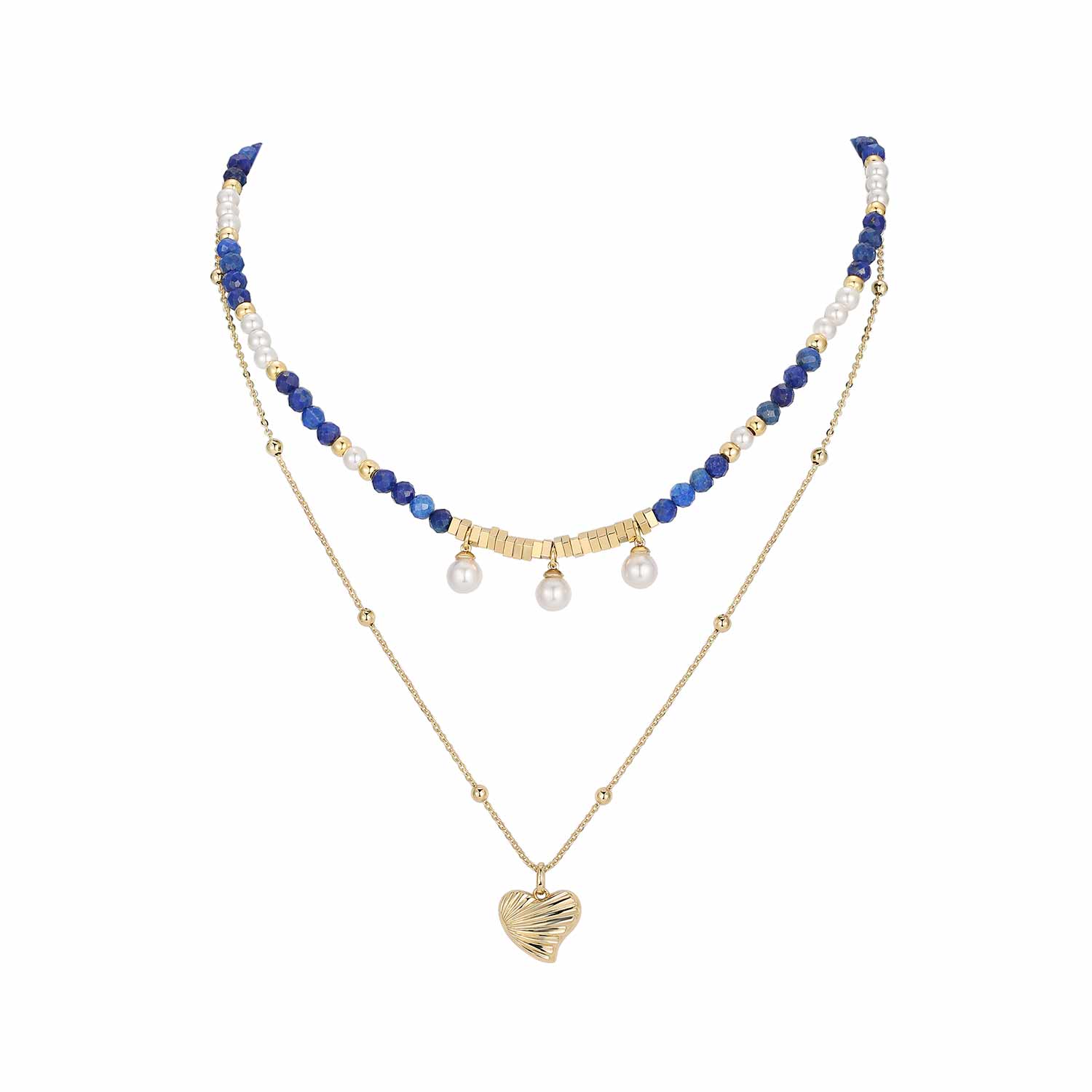 Retro Chic Women's White / Gold / Blue Poseidon Necklace Set In Multi