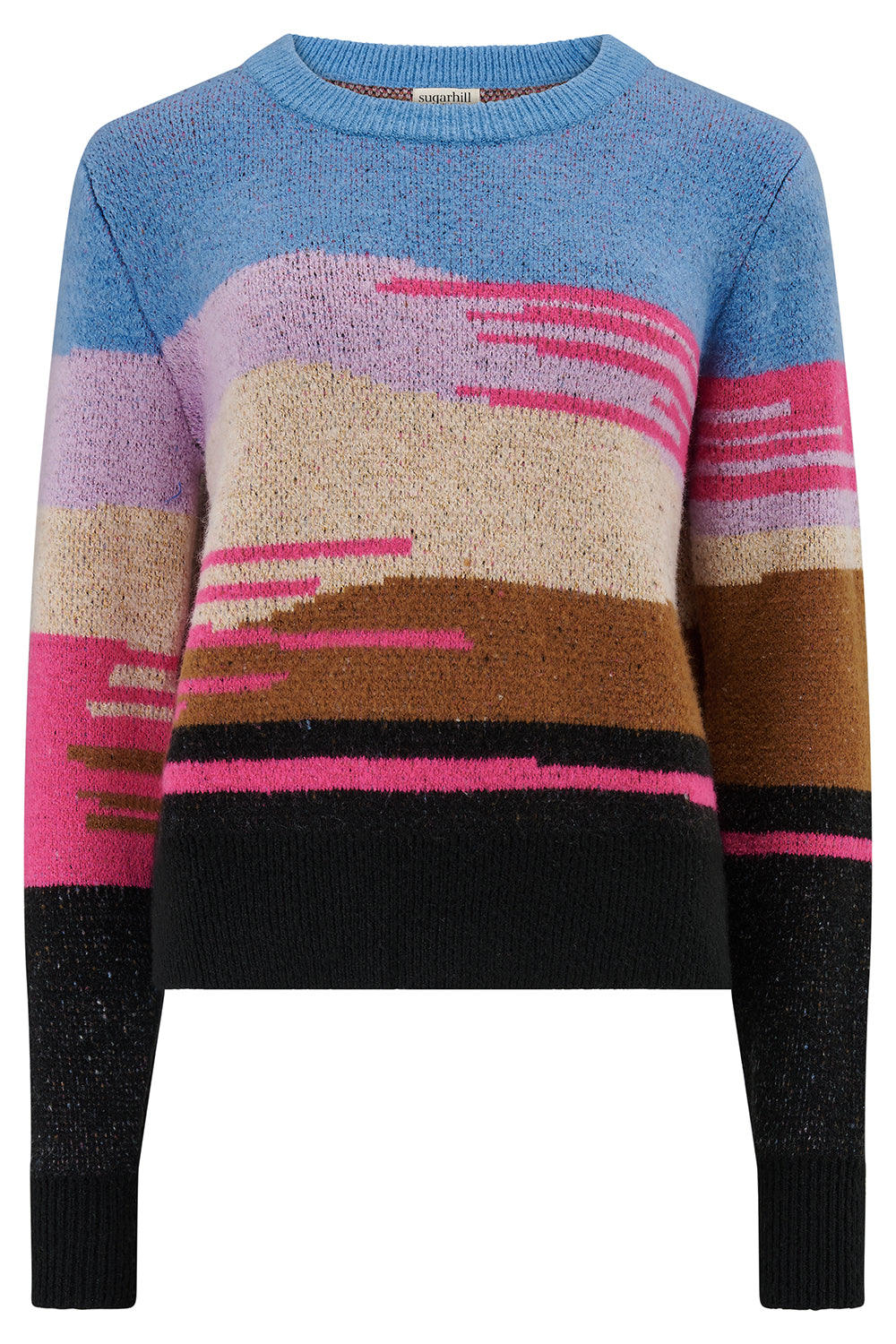 Sugarhill Brighton Women's Asher Sweater Multi, Abstract Landscape In Blue