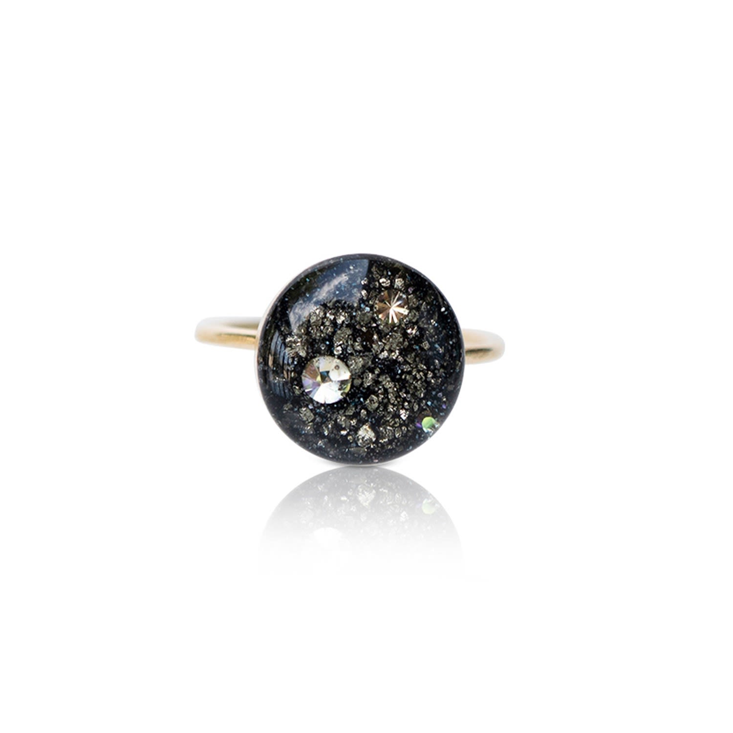 Kate Koel Women's Black Gold Statement Galaxy Ring In Black