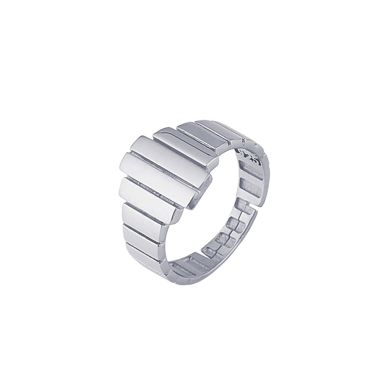 Spero London Women's Multi Layered Rectangular Sterling Silver Ring - Silver In White