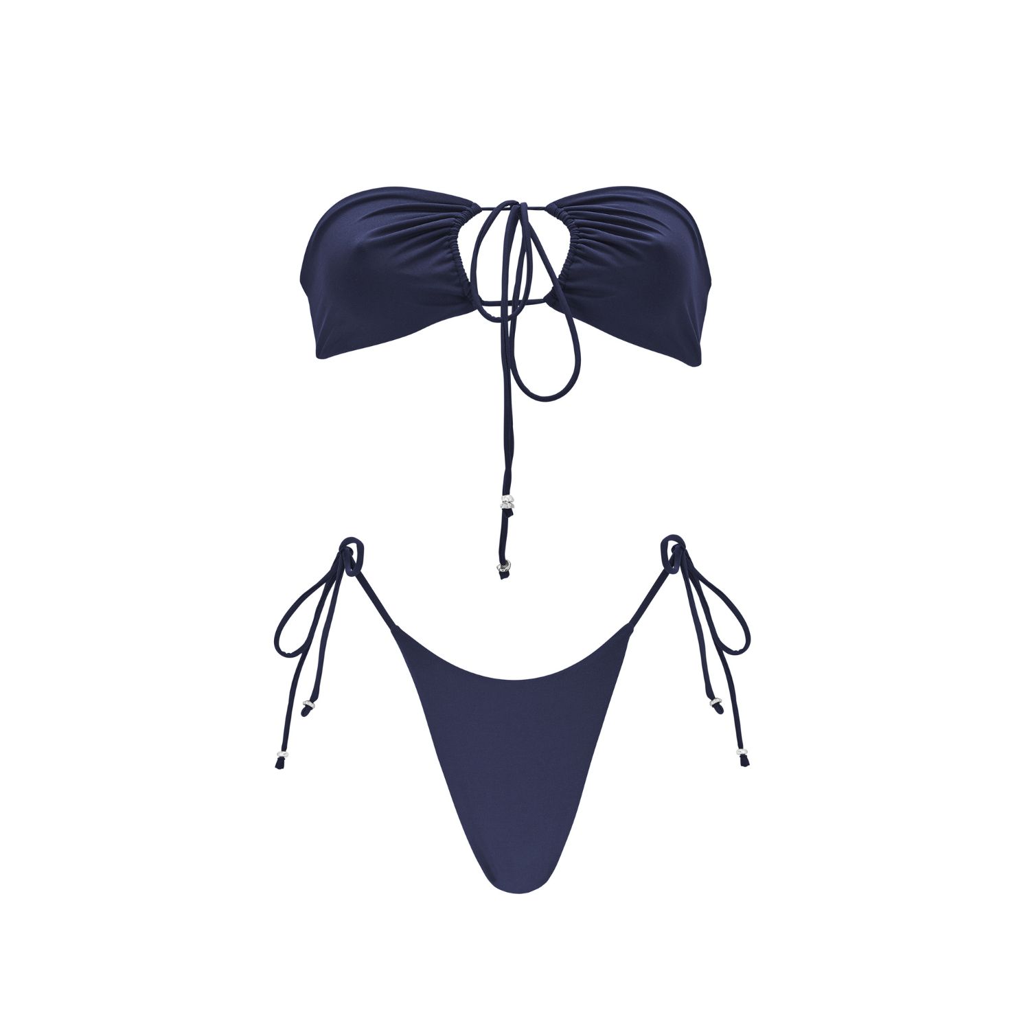 Women's Blue Bikini With Tahitian Keshis - Vaipoe Set - Navy | Small | Seanay