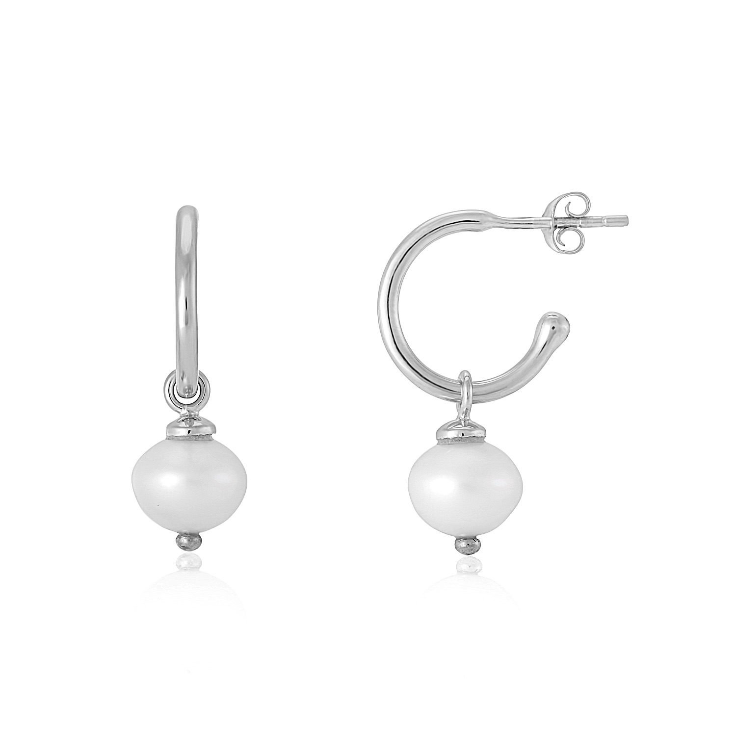 Women’s Silver / Neutrals Manhattan Silver & Freshwater Pearl Interchangeable Hoops Earrings Auree Jewellery