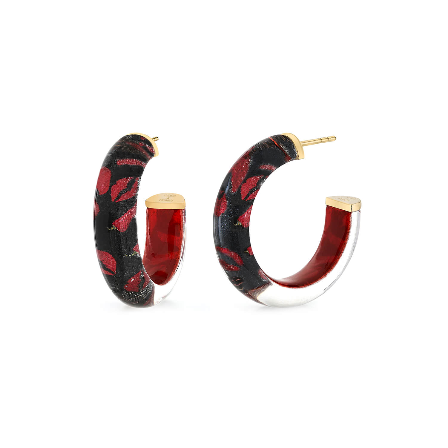 Gold & Honey Women's Black / Red / Gold Spicy Lucite Hoops