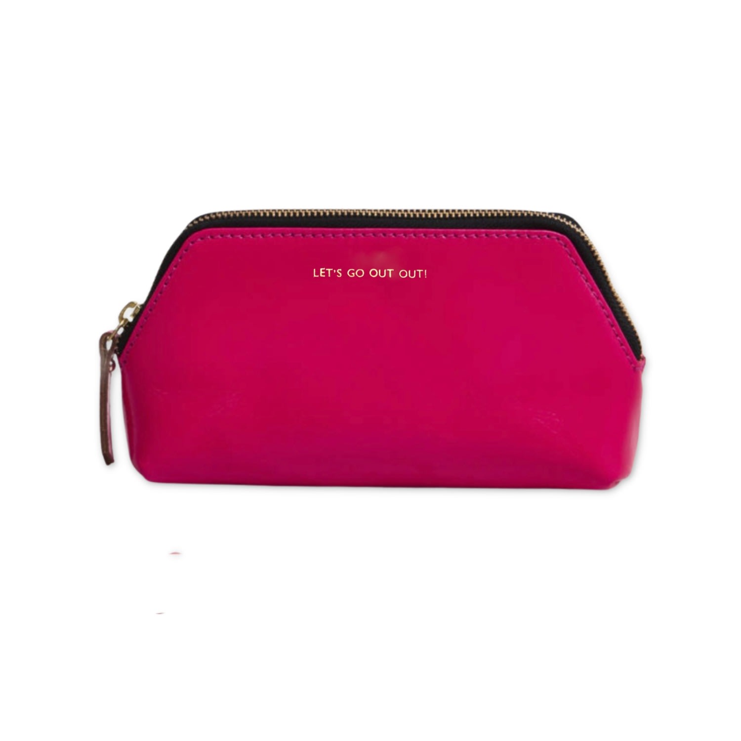 Vida Vida Women's Leather Make Up Bag- Let's Go Out Out - Bright Pink In Pink
