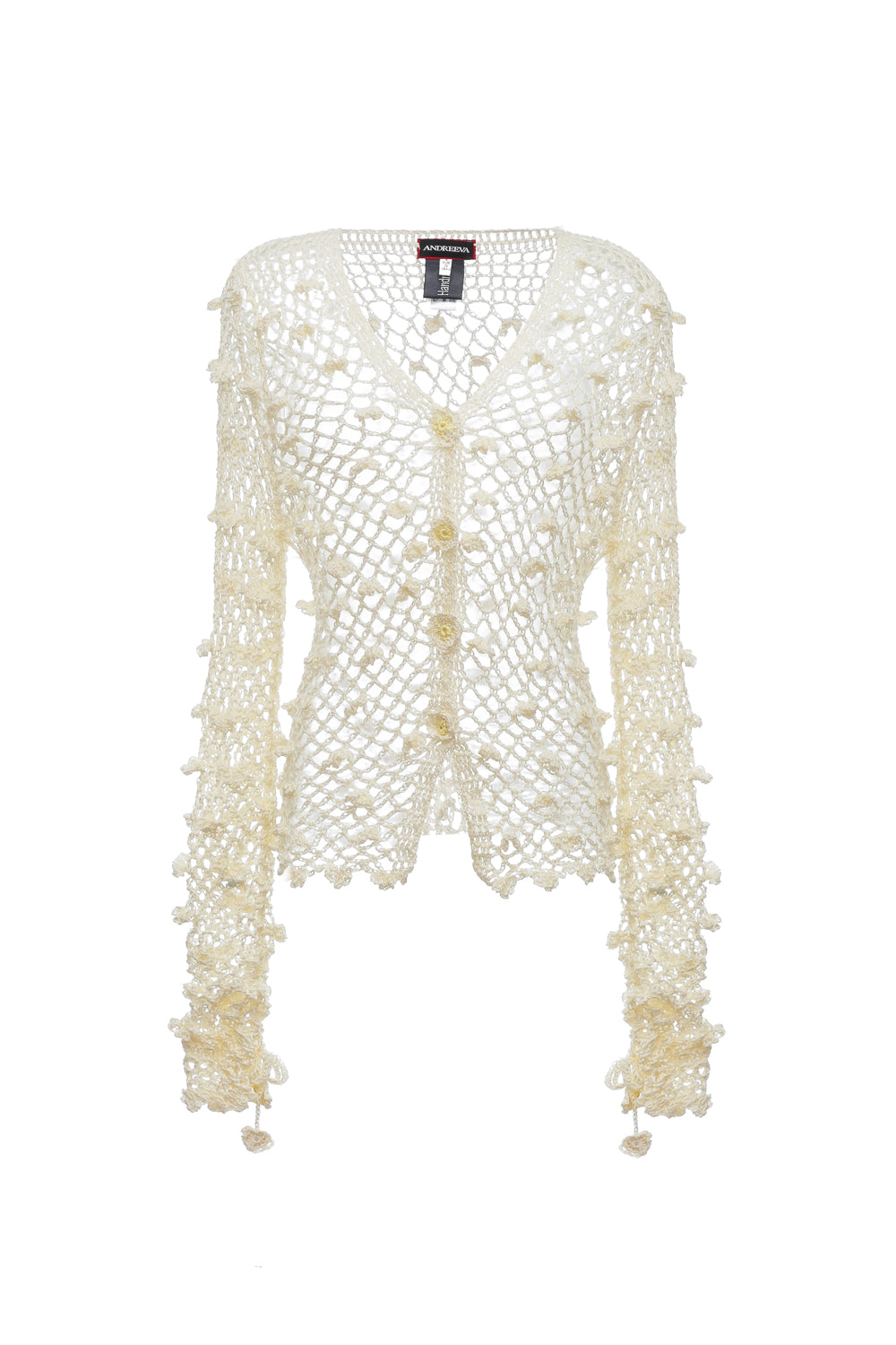 Women’s White Handmade Crochet Shirt Extra Large Andreeva