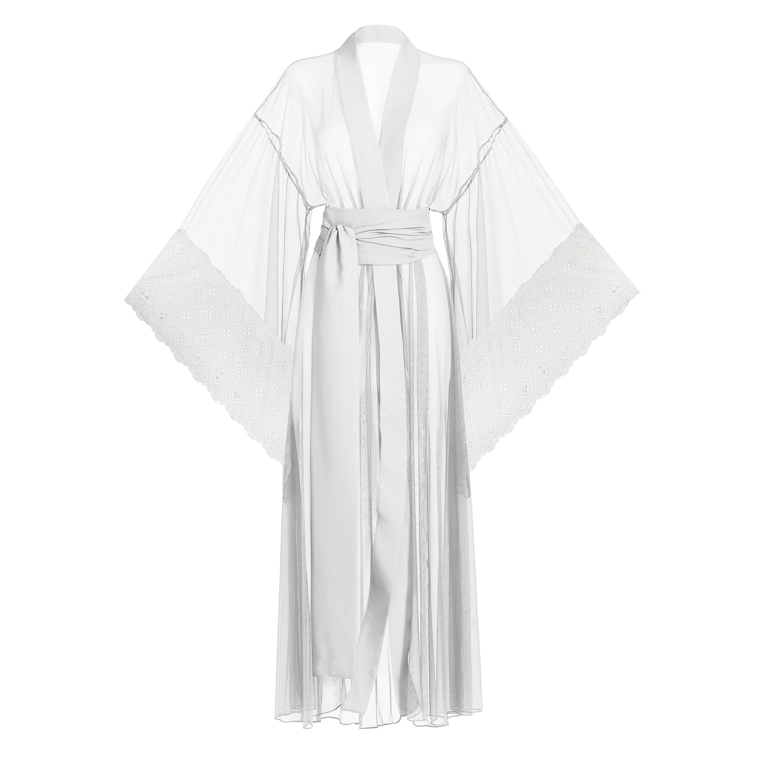 Luciela Women's White Bell-sleeved Kimono In White