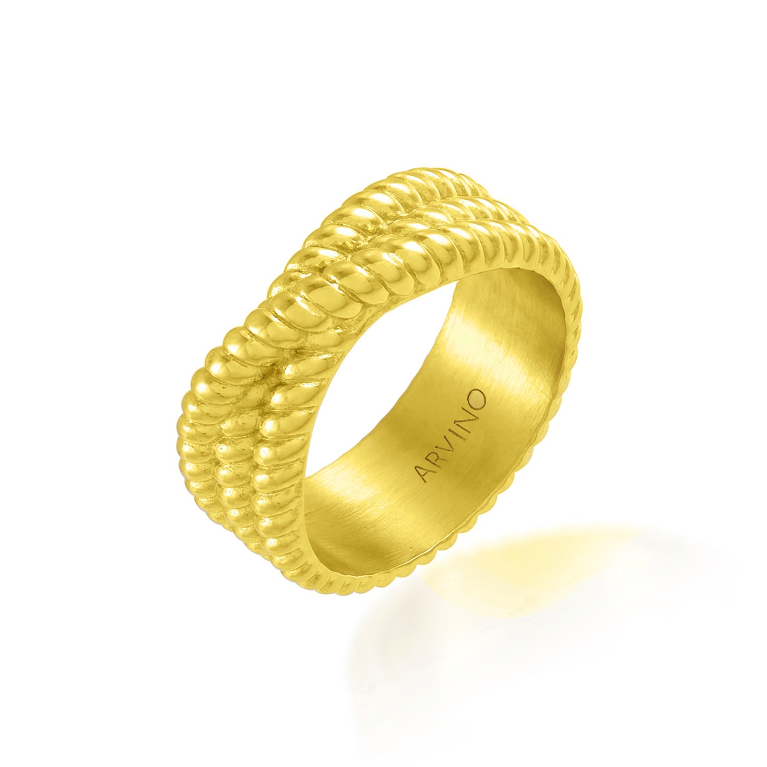 Arvino Women's Gold Twisted Rope Ring Water Resistance Premium Plating