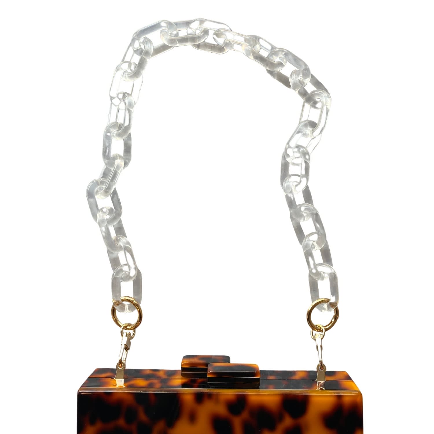 Mini Box Bag Orange Fashionable Chain Strap, Clear Bag
