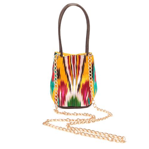 Sjw Bags London Women's Bonbon Ikat Bag In Black/brown/yellow