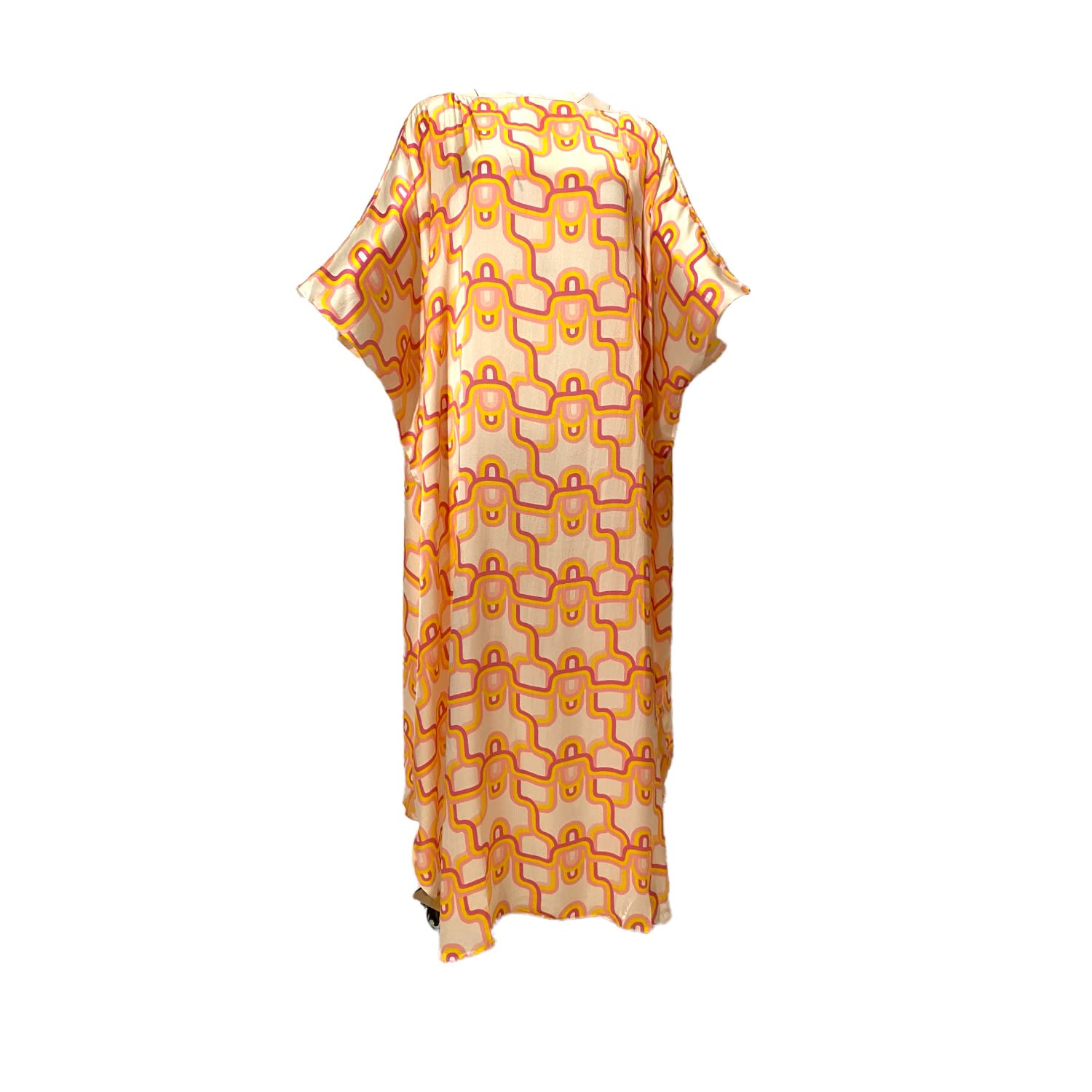 Yellow / Orange Madam Lady White Kaftan One Size Julia Clancey