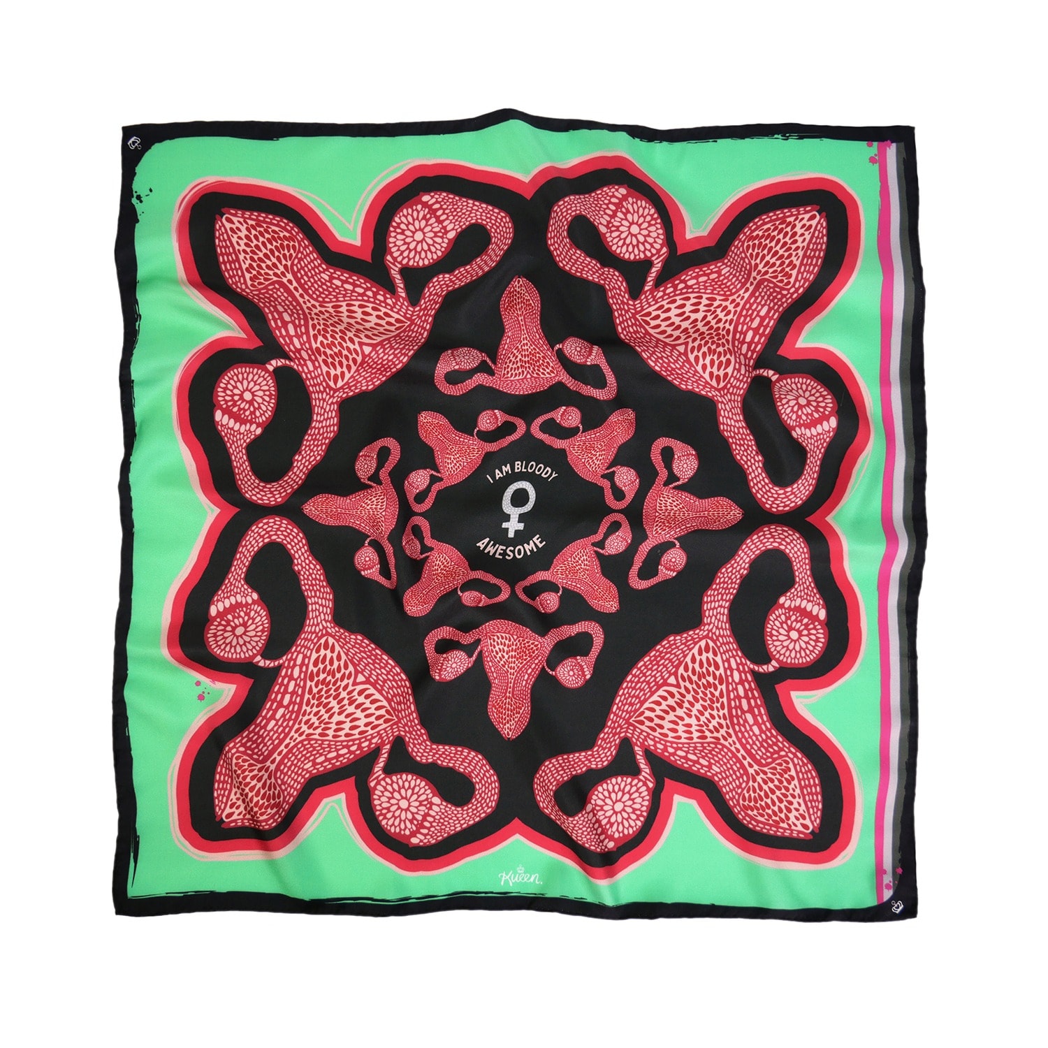 Women’s Green / Brown / Red Silk Scarf - I Am Bloody Awesome/Bloody Awesome Collection/Mint & Mud Kueen