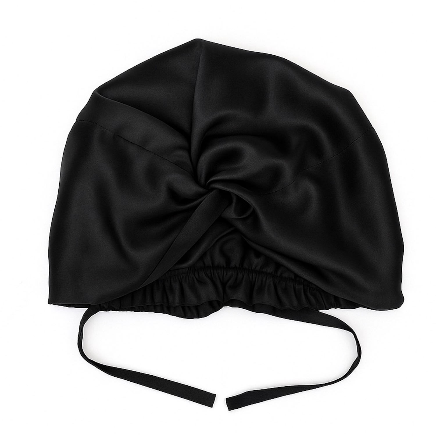 Marche' Du Luxe Women's Pure Silk Turban Style Adjustable Cap Black