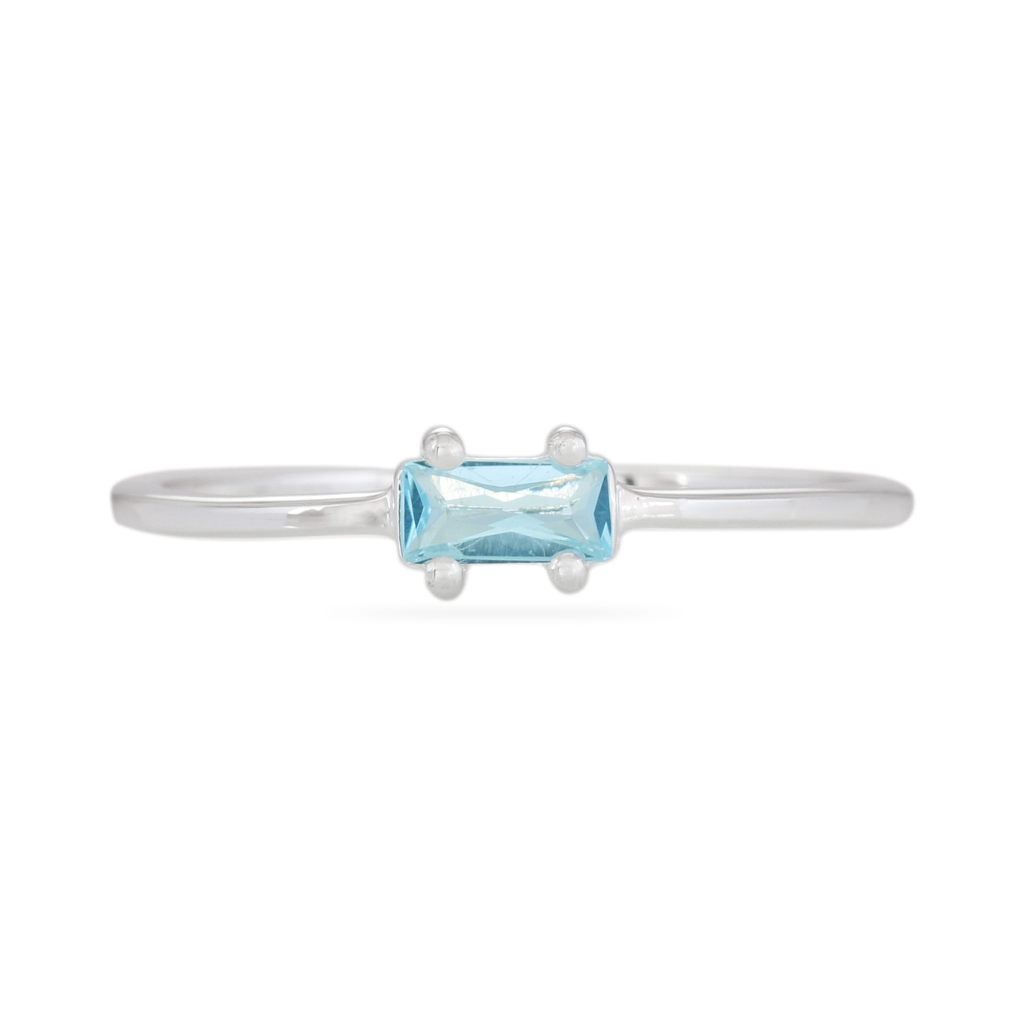 Women’s Aquamarine Baguette Ring - Sterling Silver | Karrah Jewellery