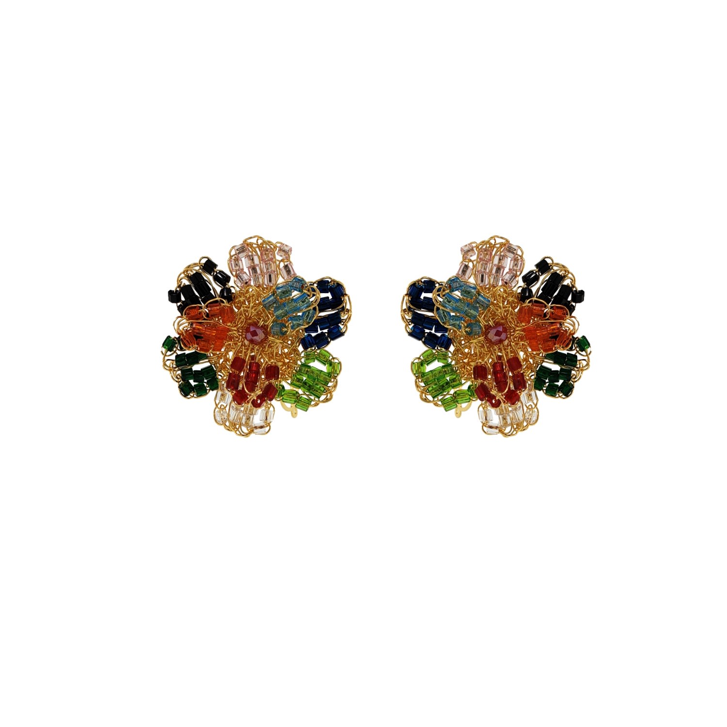 Lavish By Tricia Milaneze Women's Multicolor & Gold Aster Post Handmade Crochet Earrings