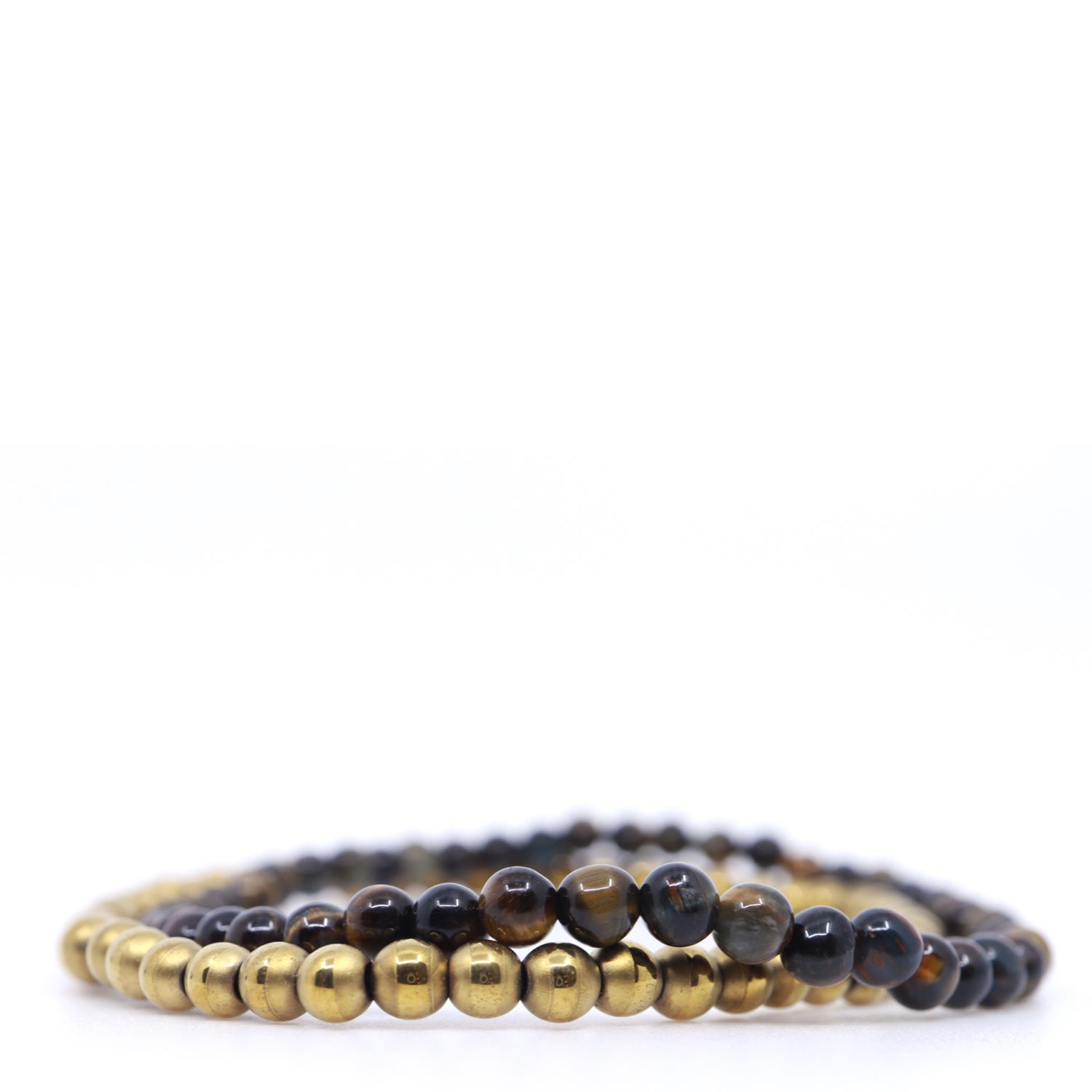 Men’s Blue / Gold Blue Yellow Tiger’s Eye & Gold Stripped Hematite Beaded Bracelet Shar Oke