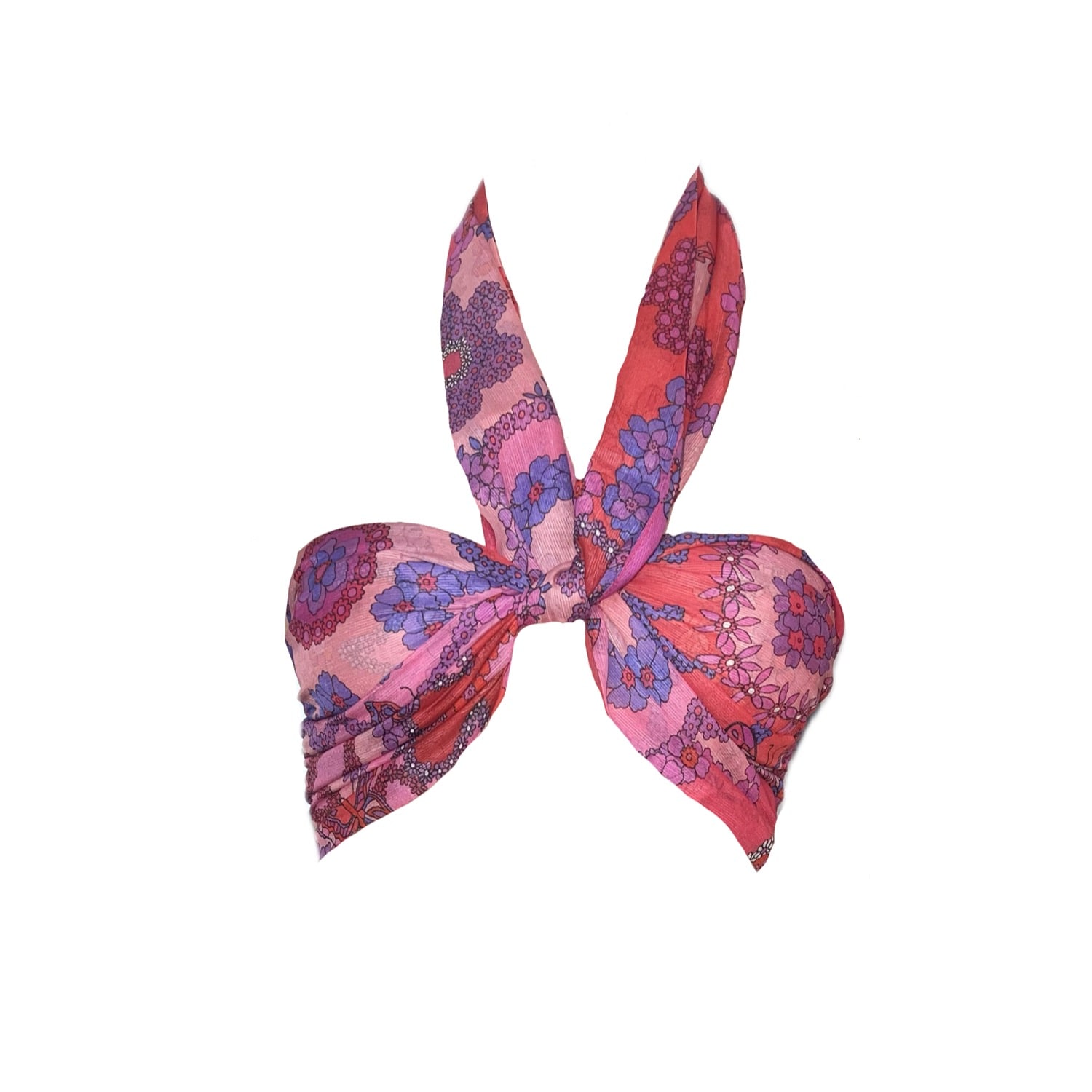 Introvertie Vienna Women's Pink / Purple Bari Neck Tie Bralette Pink Bloom In Pink/purple