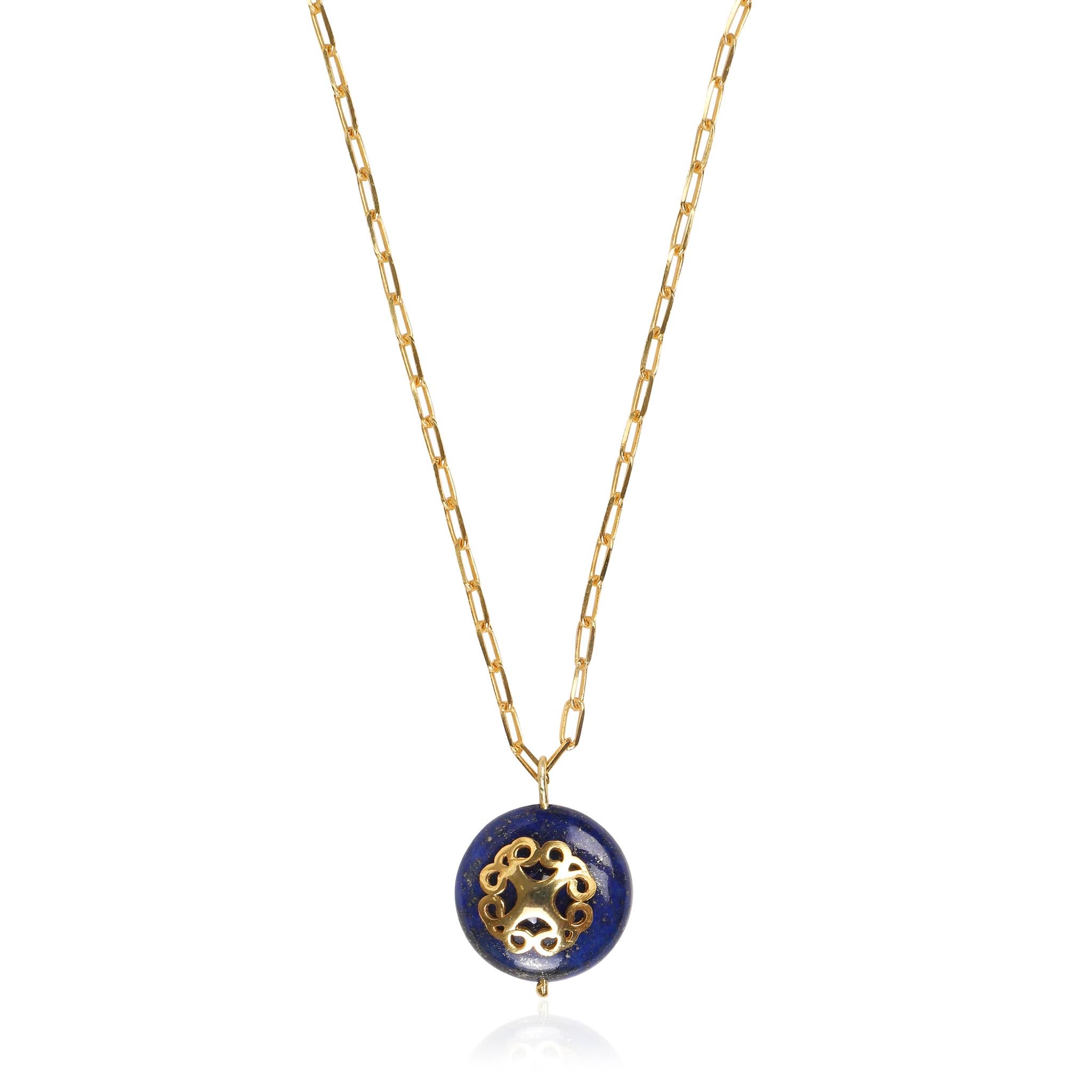 Lila Rasa Women's Gold / Blue Lapis Lazuli Necklace With Filigree In Multi