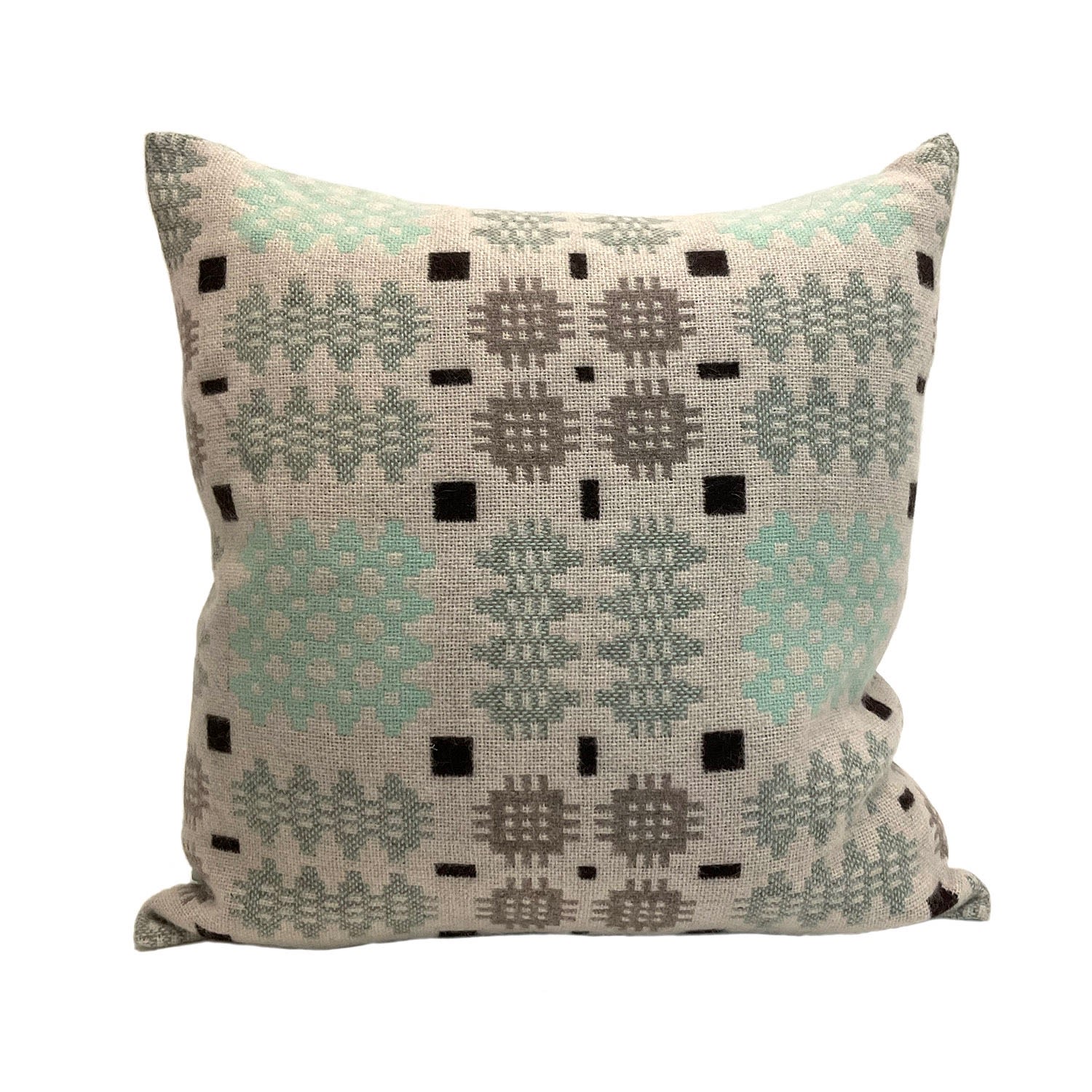 Caernarfon Mint Choc Square Cushion Majeda Clarke