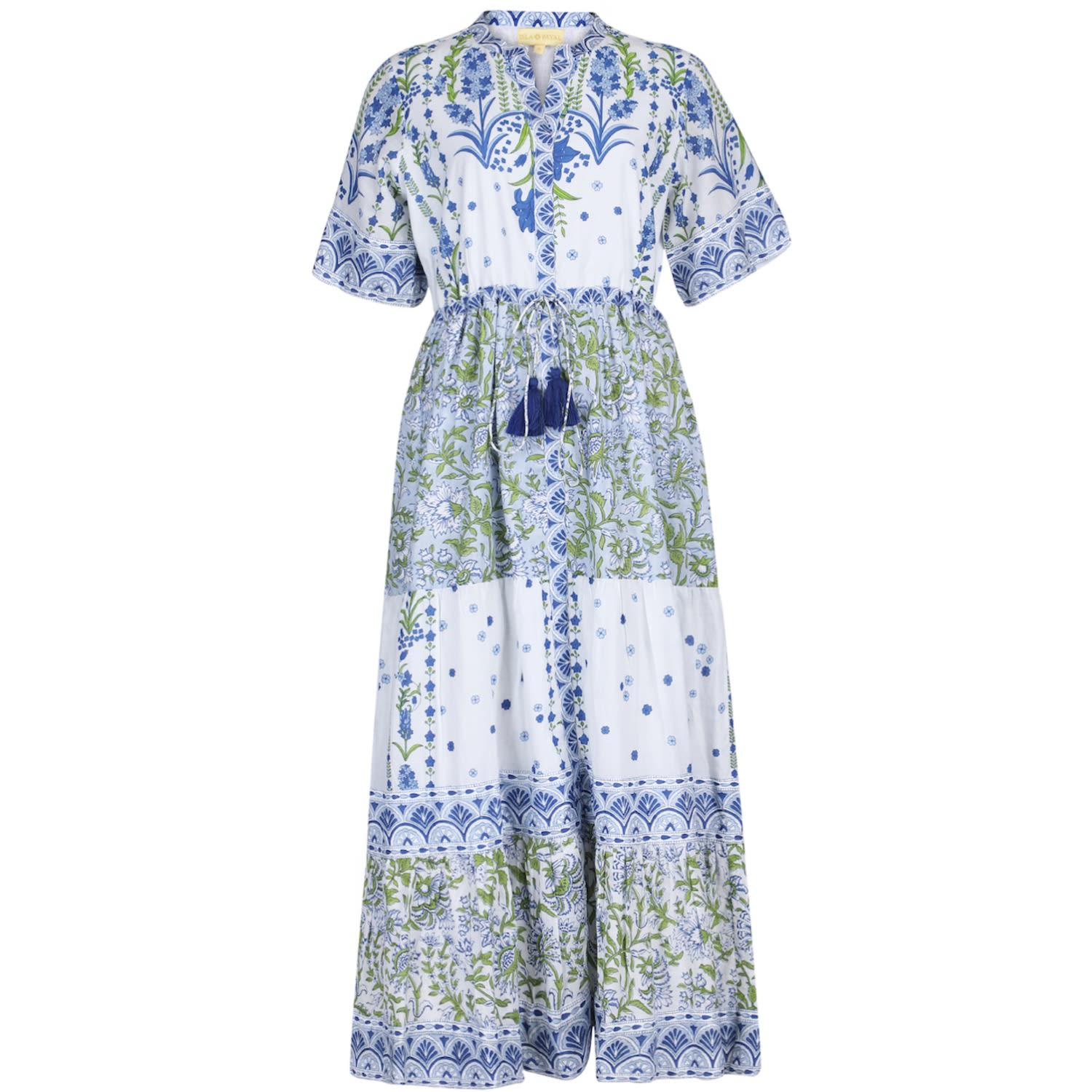 Islapayal Women's Green / Blue / White Covent Garden Maxi In Green/blue/white