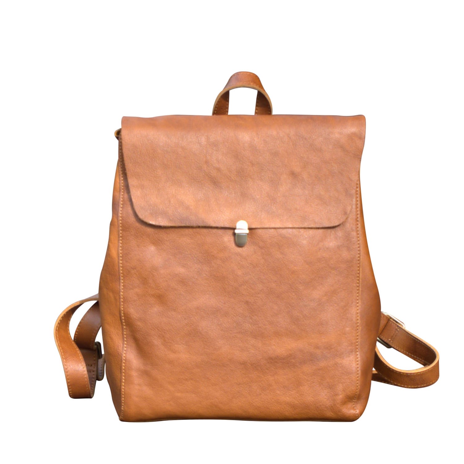 Women’s Yellow / Orange Genuine Leather Slim Backpack - Tangerine Touri